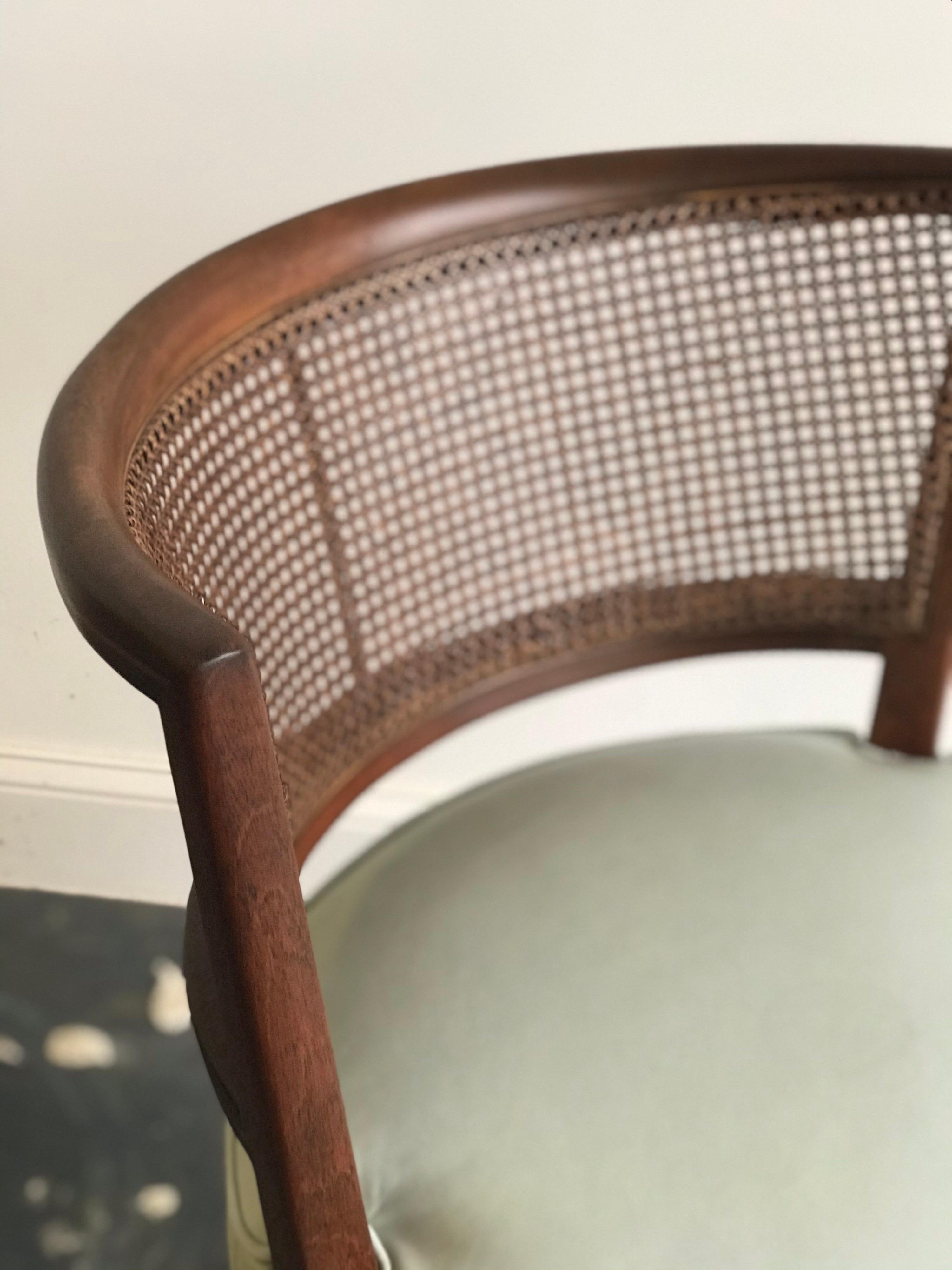 Swivel Chair, Edward Wormley for Dunbar, Mahogany Cane Leather, 1950s 1