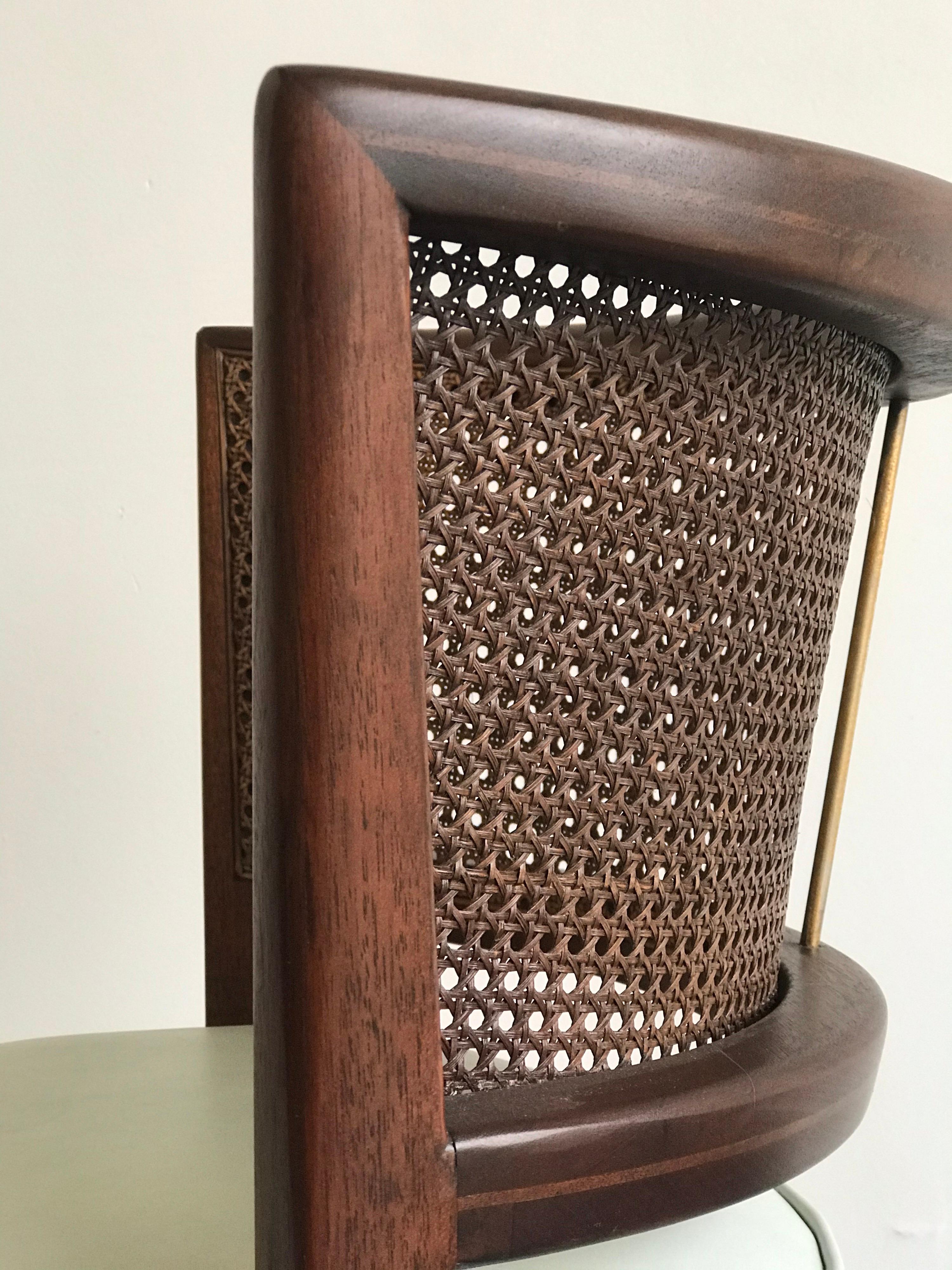 Swivel Chair, Edward Wormley for Dunbar, Mahogany Cane Leather, 1950s 3