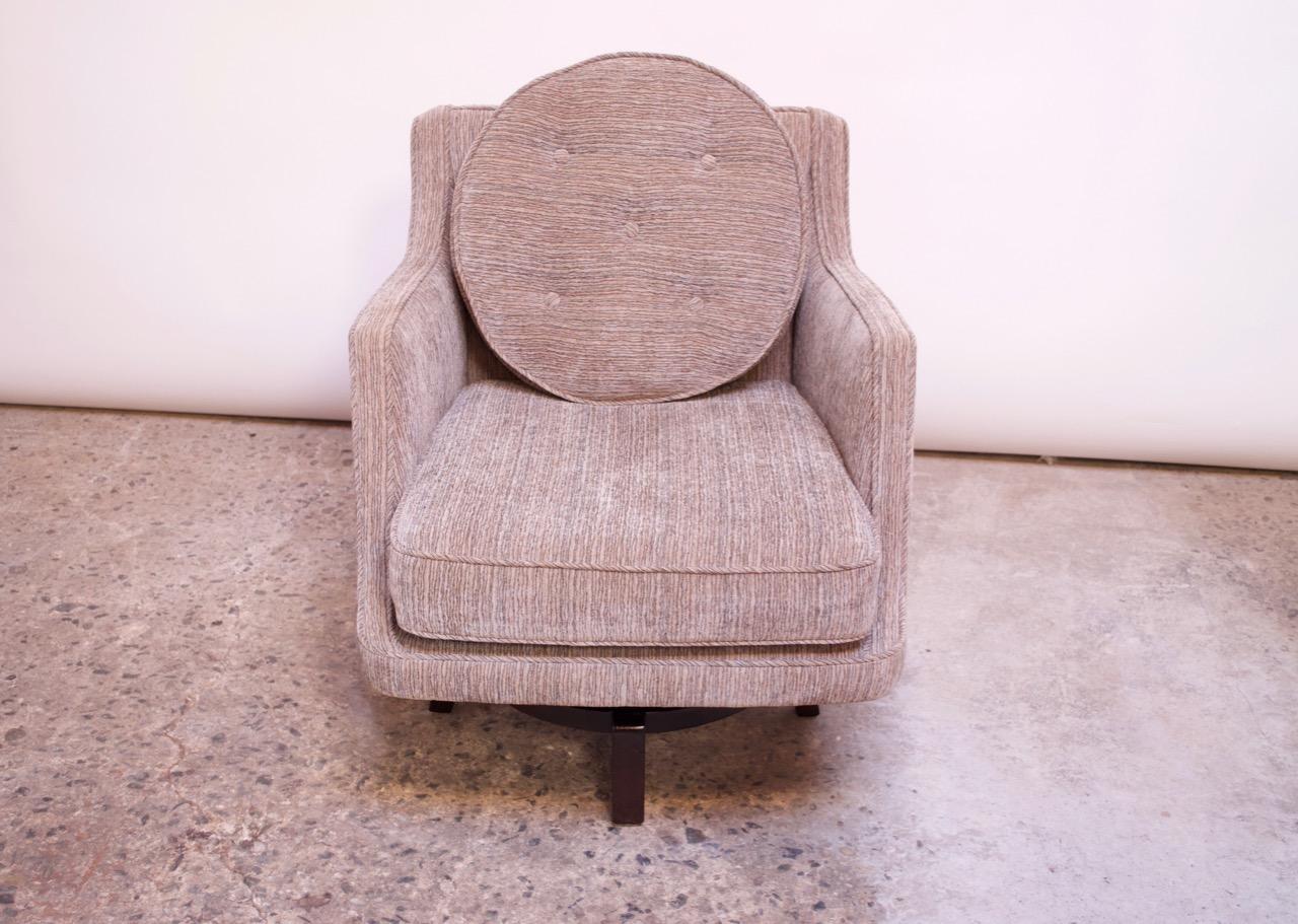 Upholstery Edward Wormley for Dunbar Revolving Lounge Chair in Mahogany