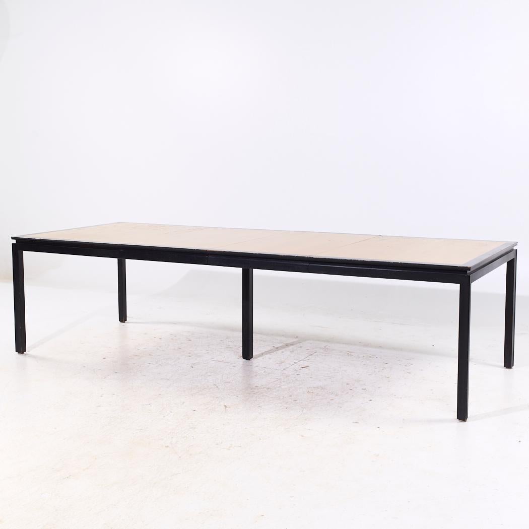 Mid-Century Modern Edward Wormley for Dunbar Rosewood and Ebonized Oak Dining Table with 2 Leaves For Sale
