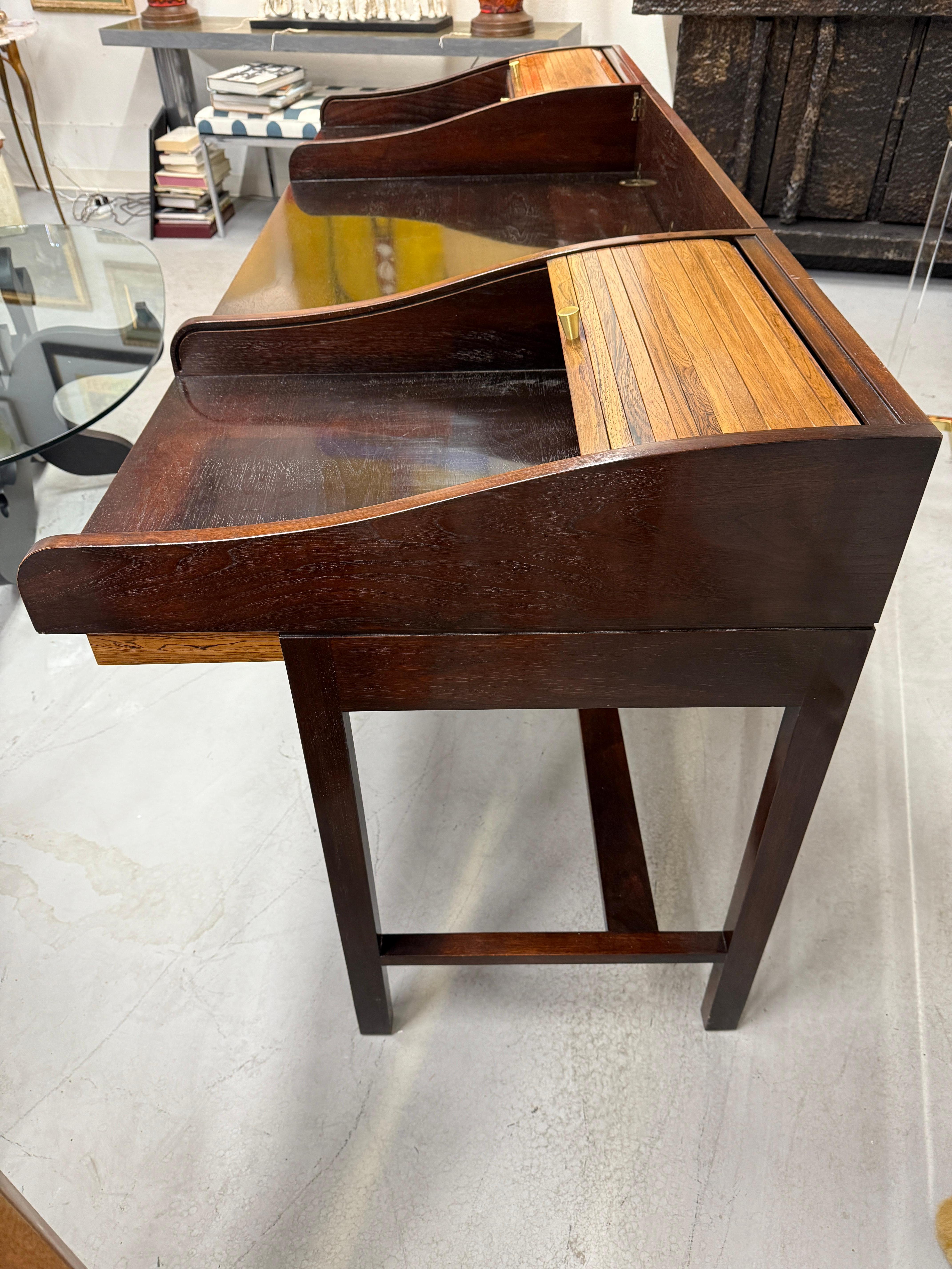 Edward Wormley per Dunbar, Rosewood e  Scrivania Rolltop in mogano in vendita 3