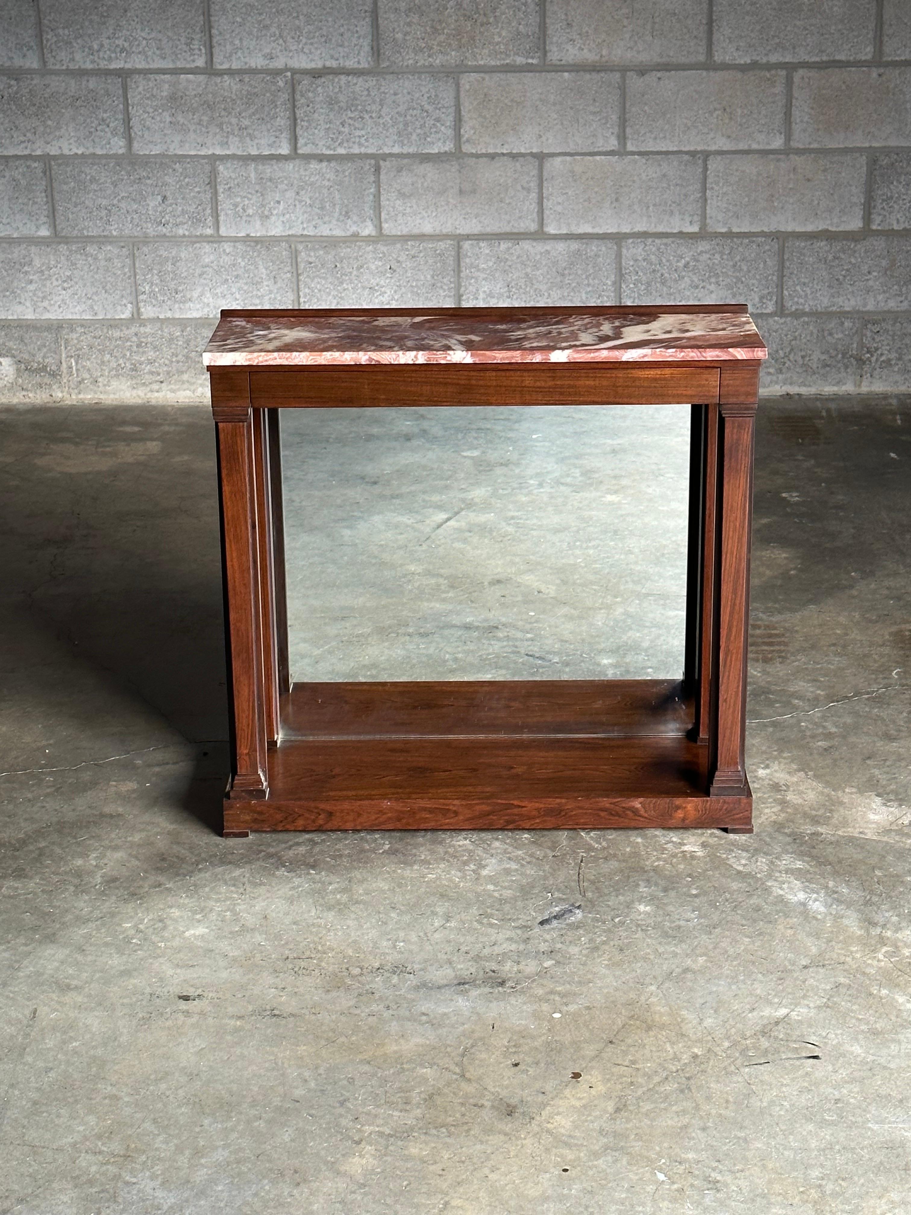 Mid-Century Modern Edward Wormley for Dunbar Rosewood and Red Onyx Mirrored Back Console For Sale