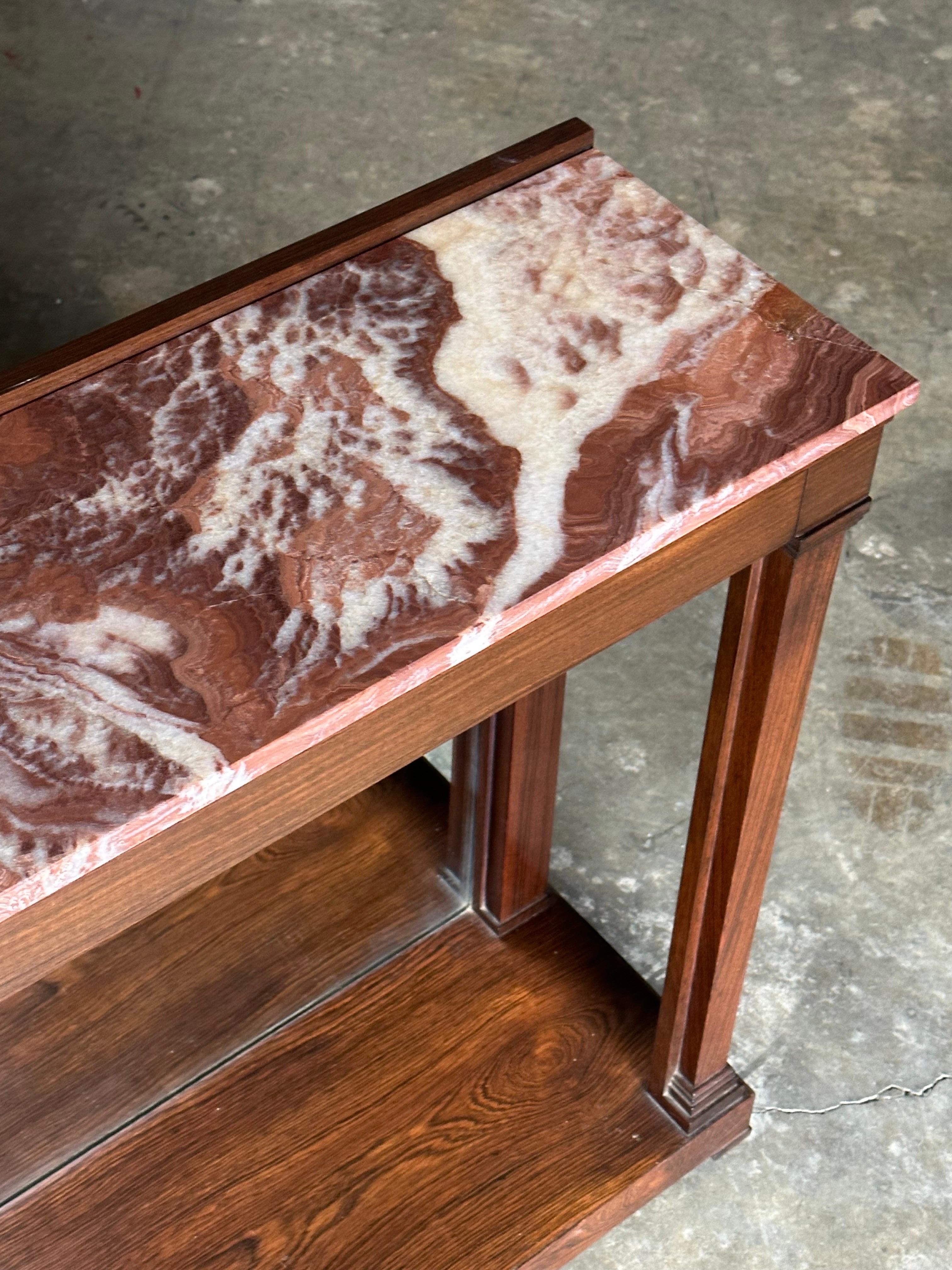Mid-20th Century Edward Wormley for Dunbar Rosewood and Red Onyx Mirrored Back Console For Sale