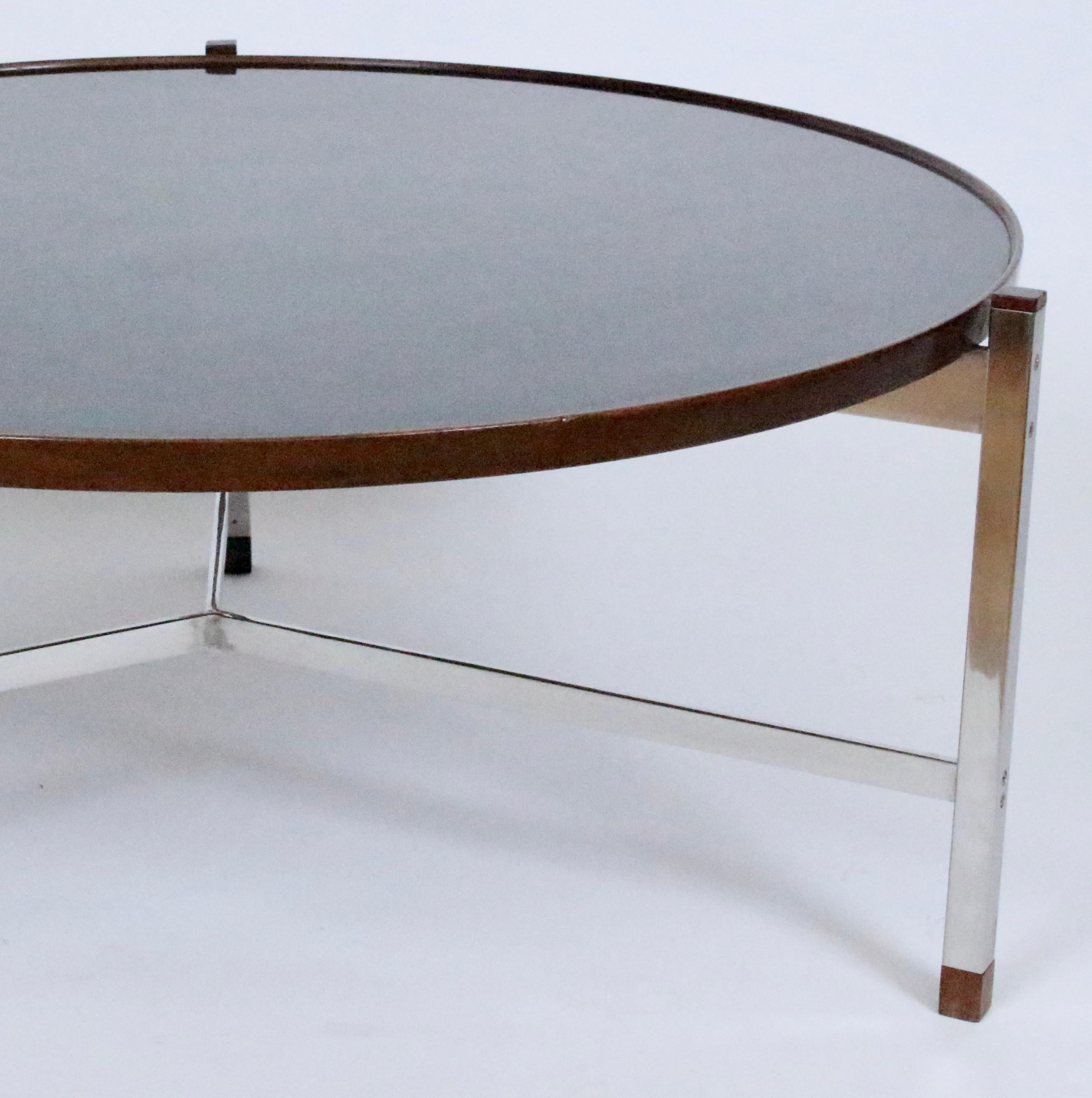 Edward Wormley for Dunbar Rosewood, Chrome and Black Micarta Coffee Table, 1950s In Good Condition In Bainbridge, NY