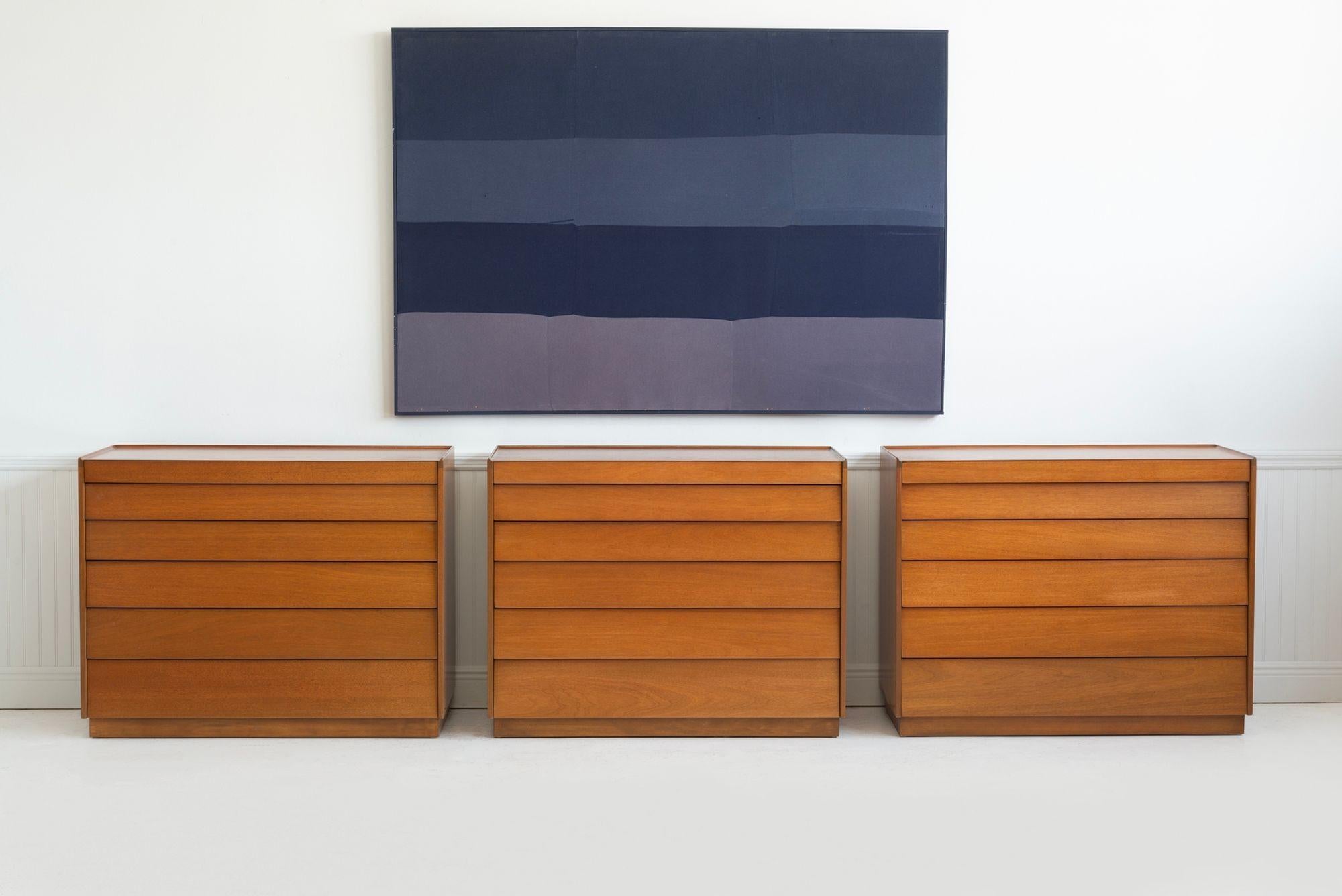 Mid-Century Modern Edward Wormley for Dunbar Set of 3 Louver Drawer Dressers For Sale