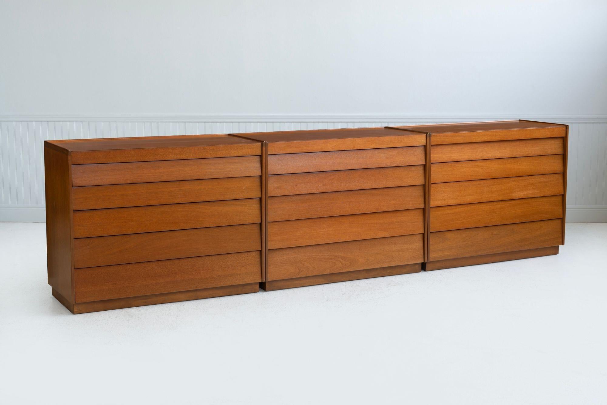 American Edward Wormley for Dunbar Set of 3 Louver Drawer Dressers For Sale