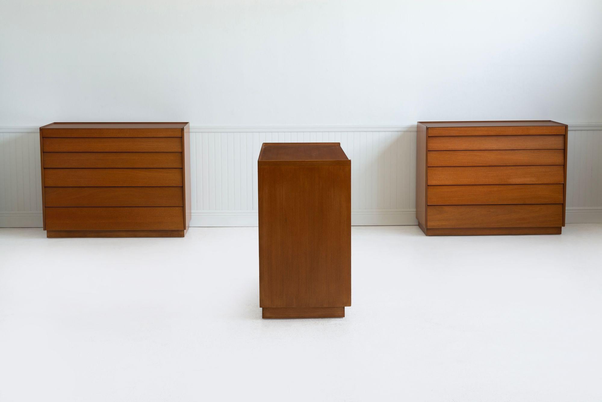 Edward Wormley for Dunbar Set of 3 Louver Drawer Dressers For Sale 1
