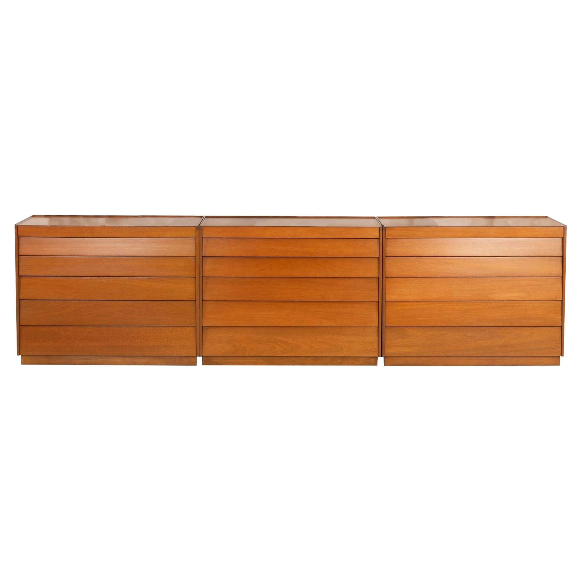 Edward Wormley for Dunbar Set of 3 Louver Drawer Dressers For Sale