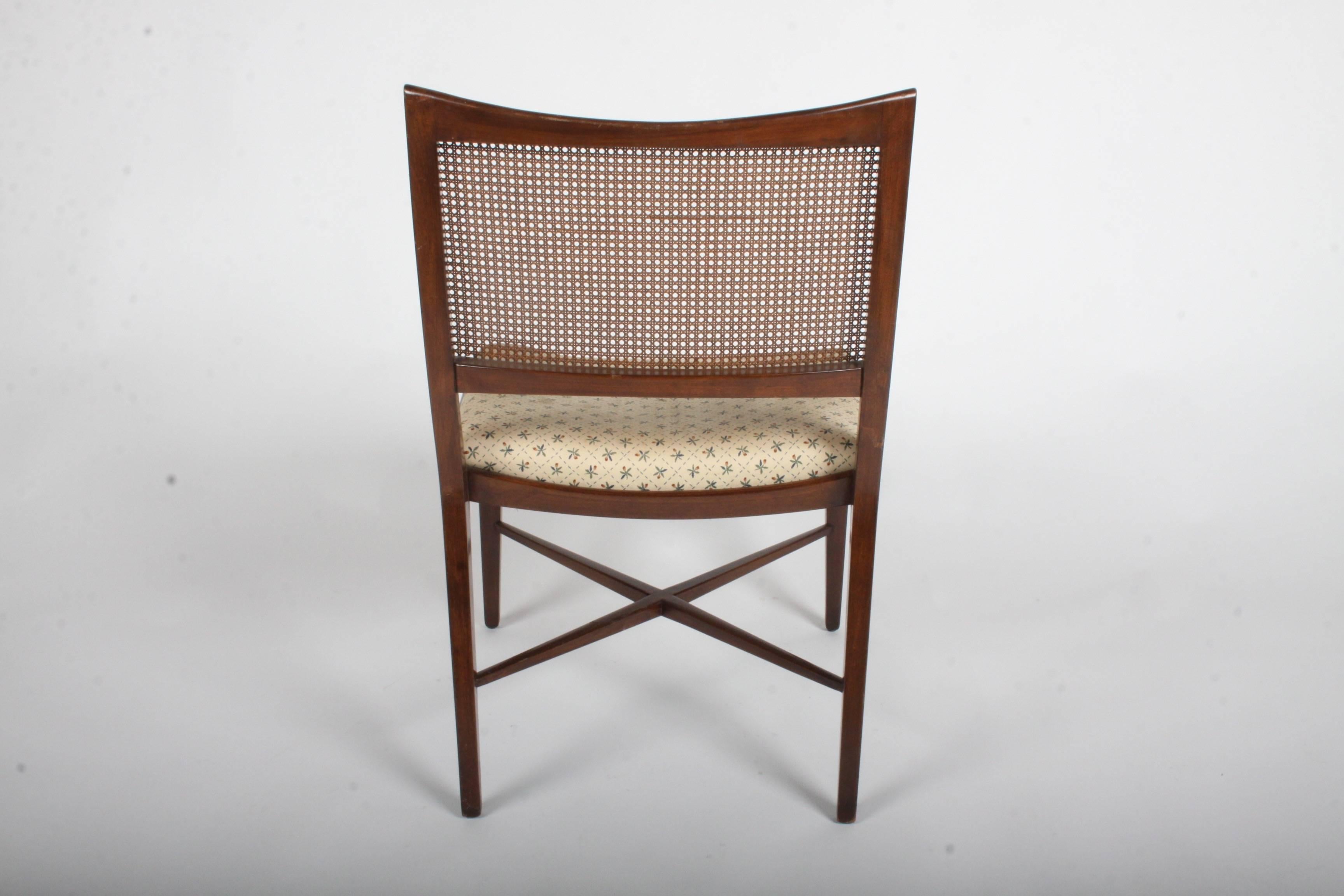 Edward Wormley for Dunbar Set of Four Caned Dining Chairs 11