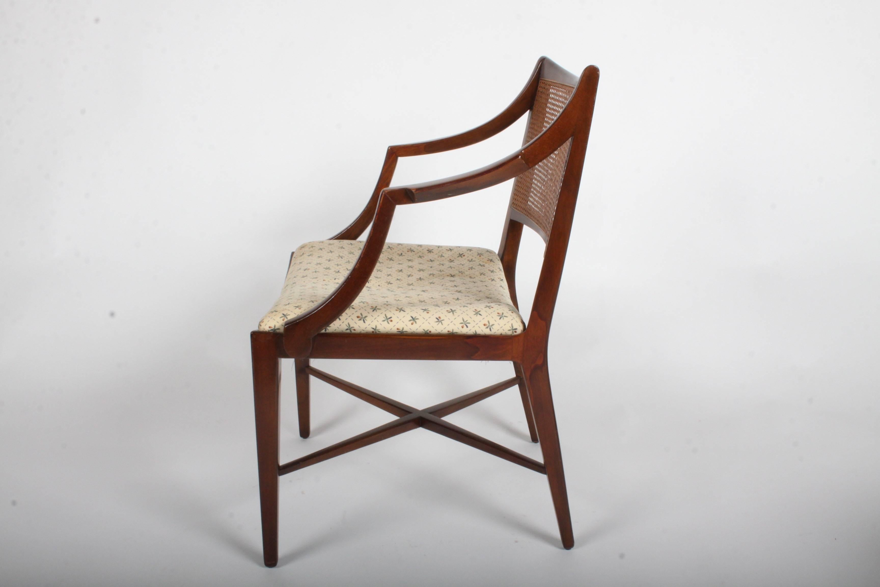 American Edward Wormley for Dunbar Set of Four Caned Dining Chairs