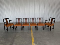 Edward Wormley for Dunbar Set of Six Dining Chairs - Mahogany + Naugahyde