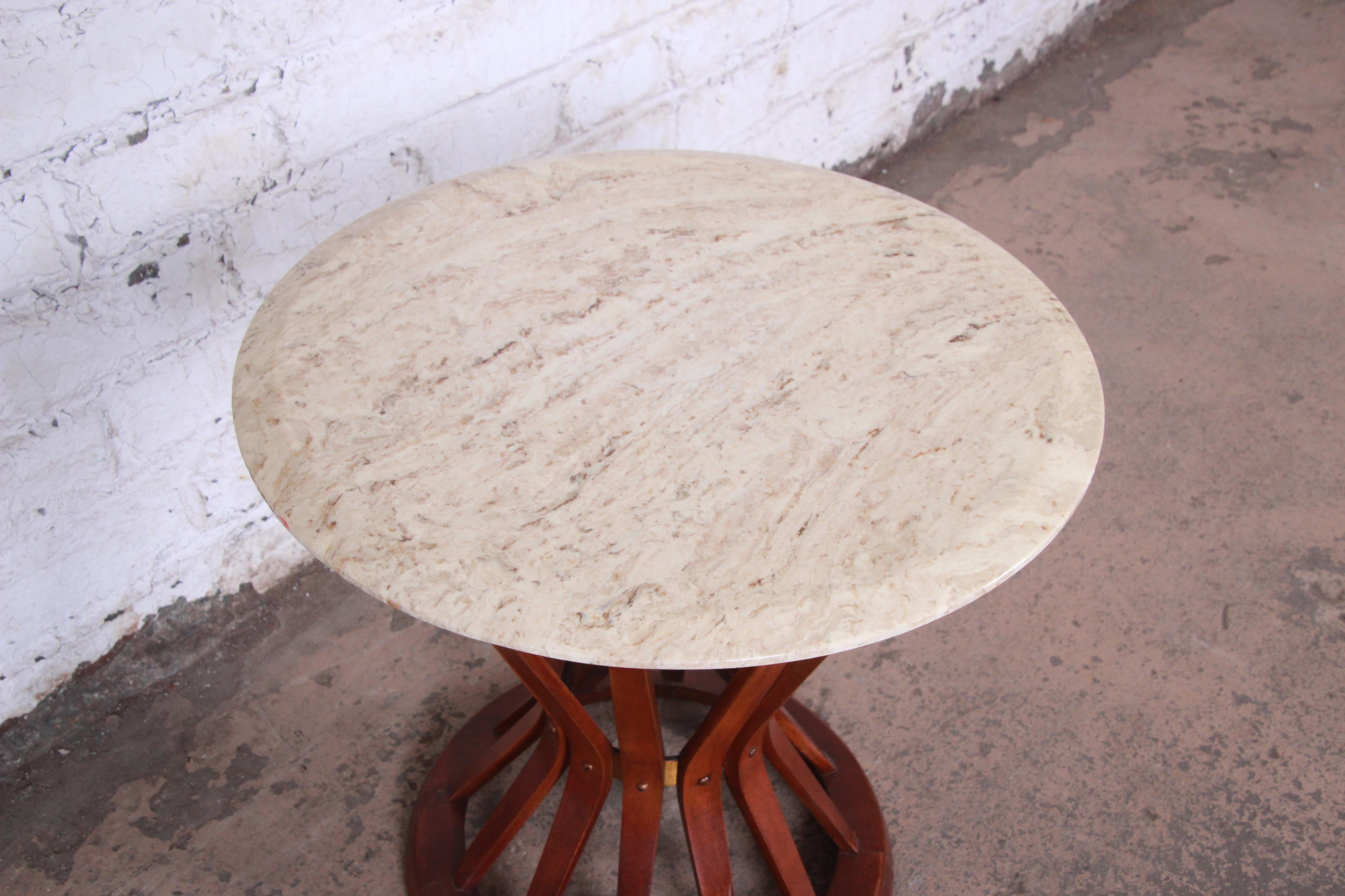 American Edward Wormley for Dunbar Sheaf of Wheat Marble Top Side Table, 1950s