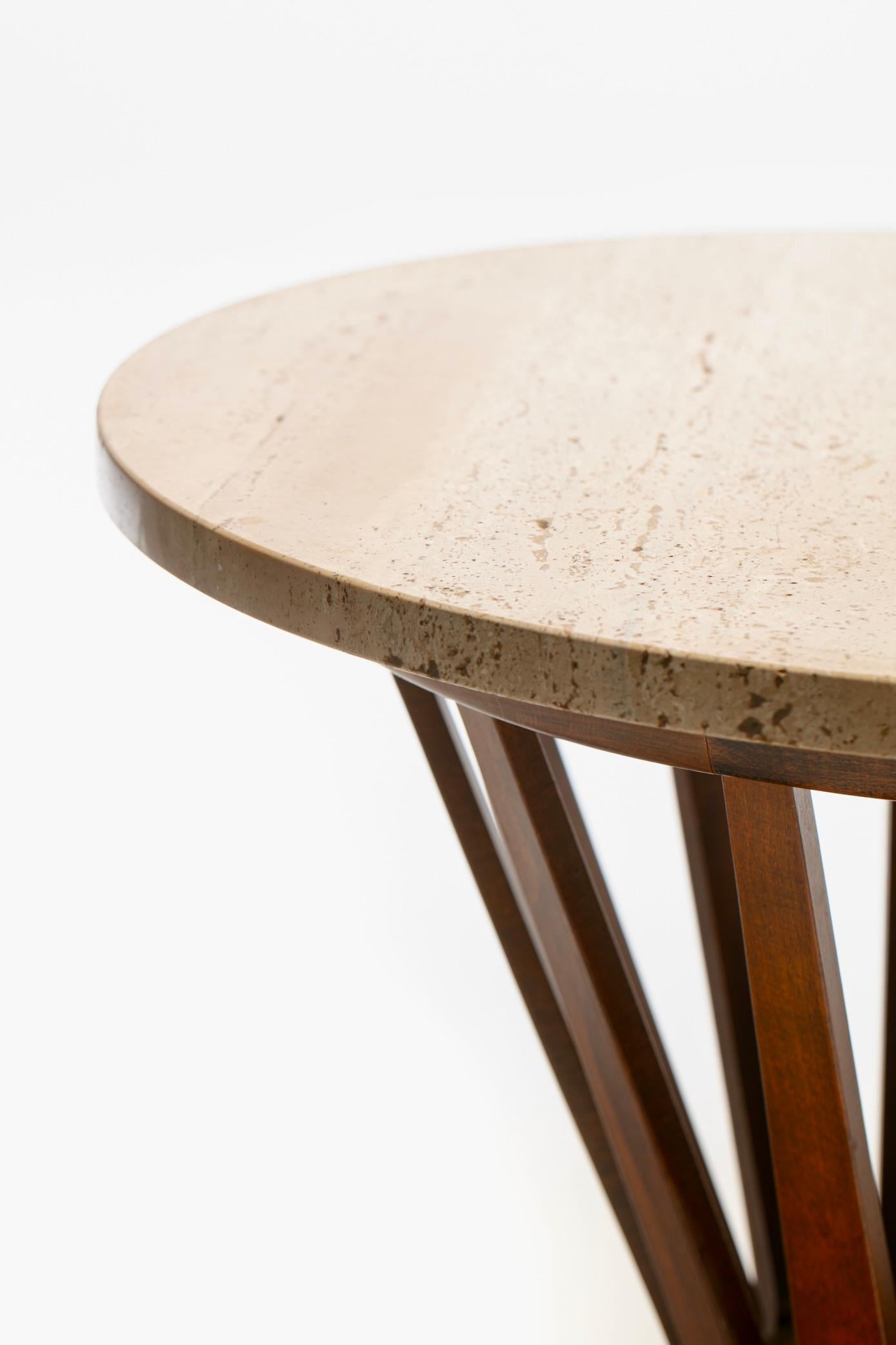 Mid-20th Century Edward Wormley for Dunbar Sheaf of Wheat Table with Travertine Top