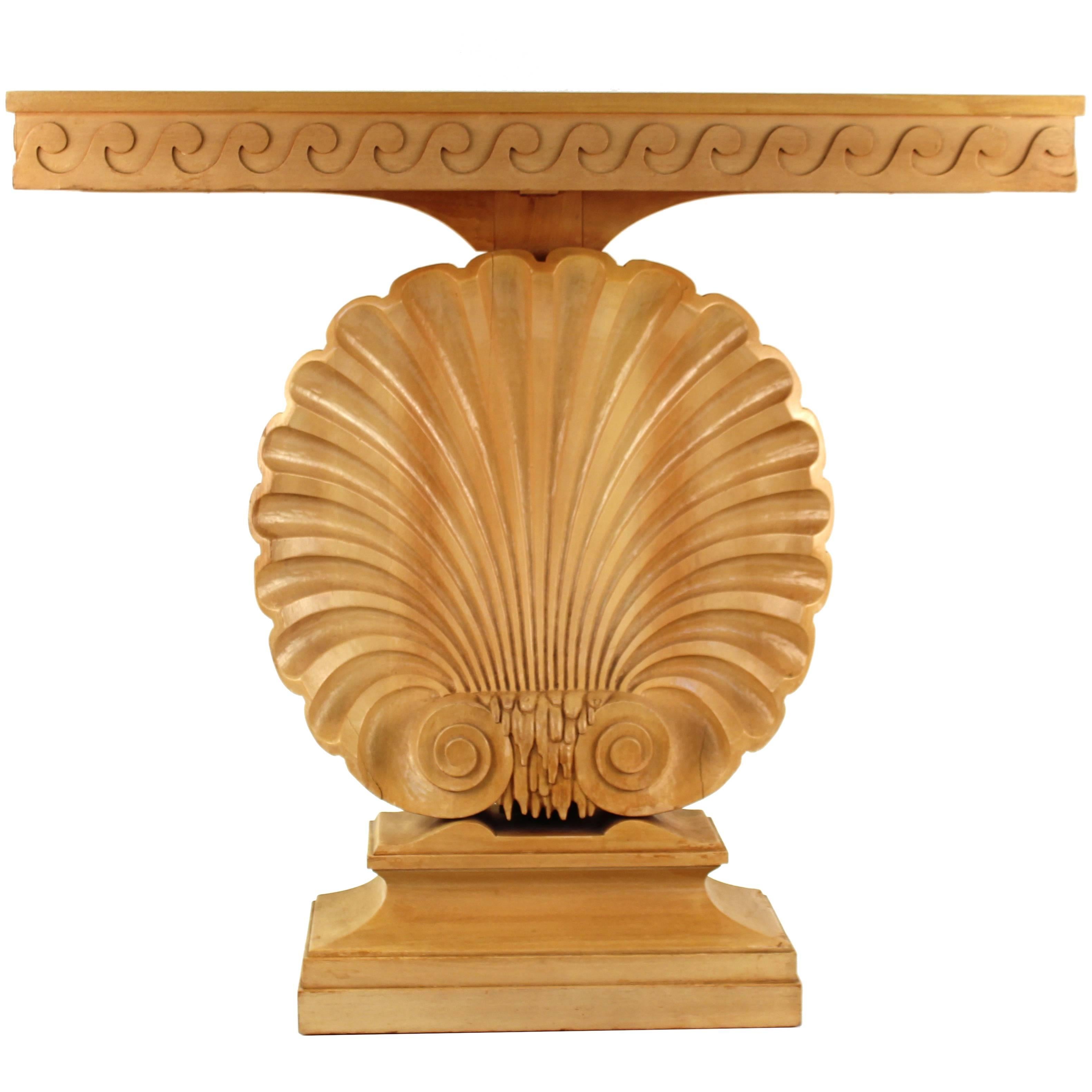 Edward Wormley for Dunbar Shell Console Table in Bleached Mahogany