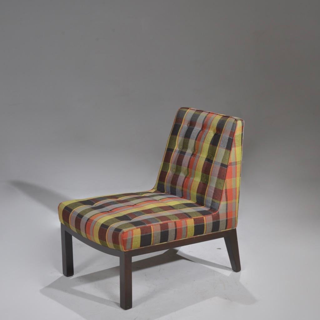 Edward Wormley for Dunbar Slipper Chair circa 1950s with Original Upholstery For Sale 3