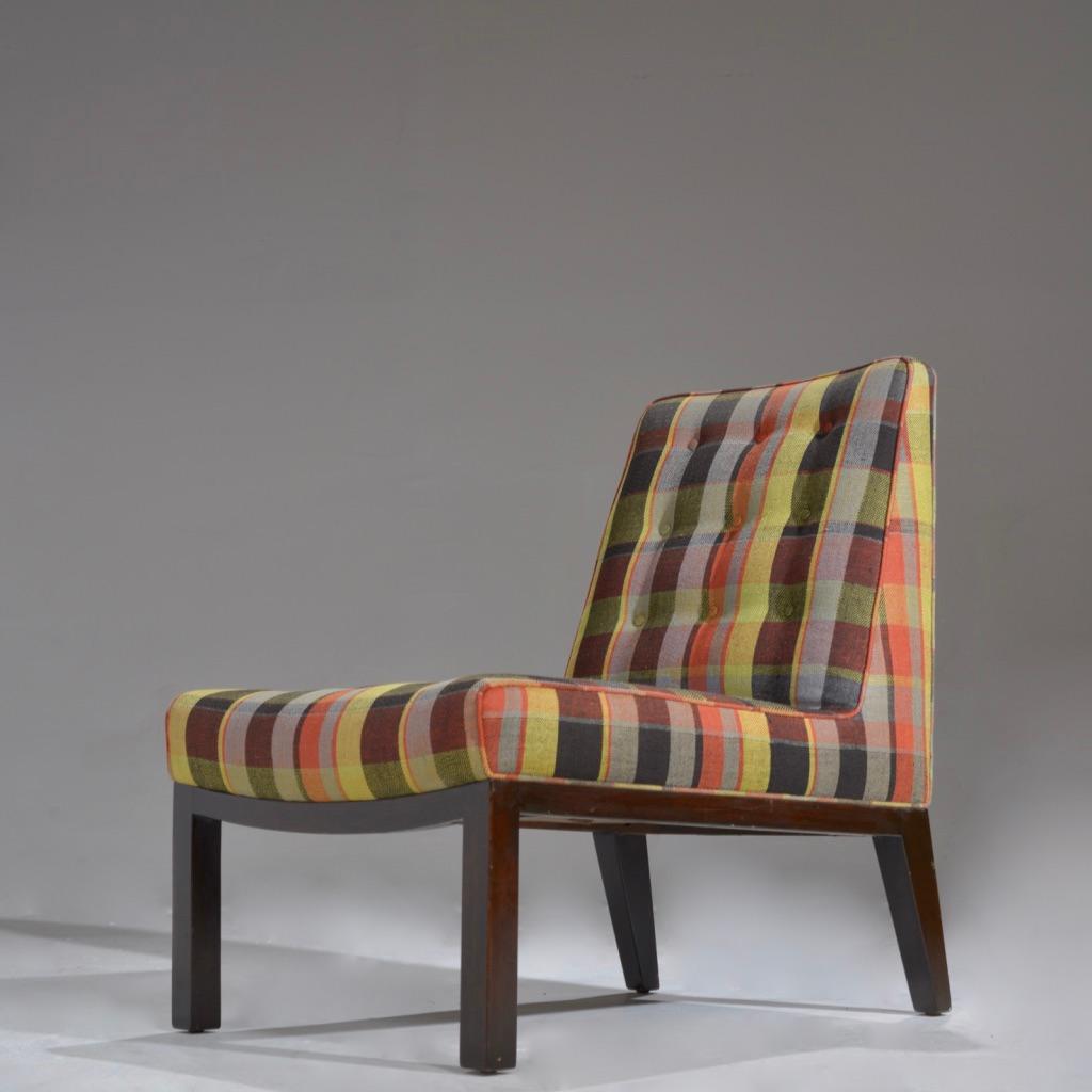 Mid-20th Century Edward Wormley for Dunbar Slipper Chair circa 1950s with Original Upholstery For Sale