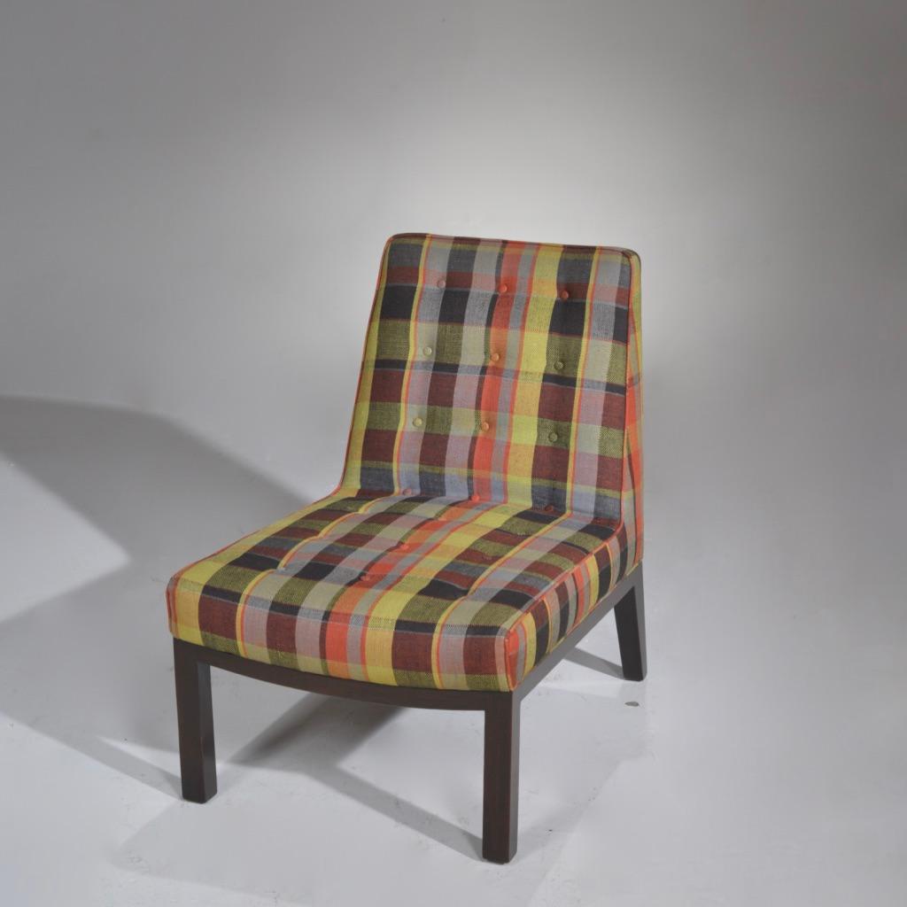 Walnut Edward Wormley for Dunbar Slipper Chair circa 1950s with Original Upholstery For Sale