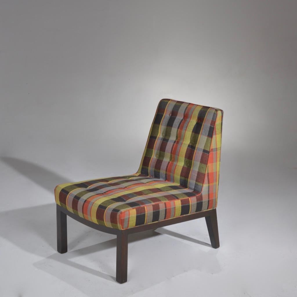 Edward Wormley for Dunbar Slipper Chair circa 1950s with Original Upholstery For Sale 1
