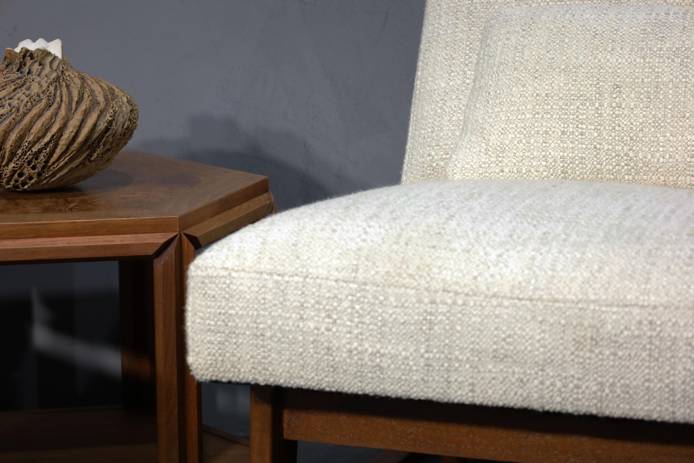 Upholstery Edward Wormley for Dunbar Slipper Chairs in Holly Hunt Great Plains Weave For Sale