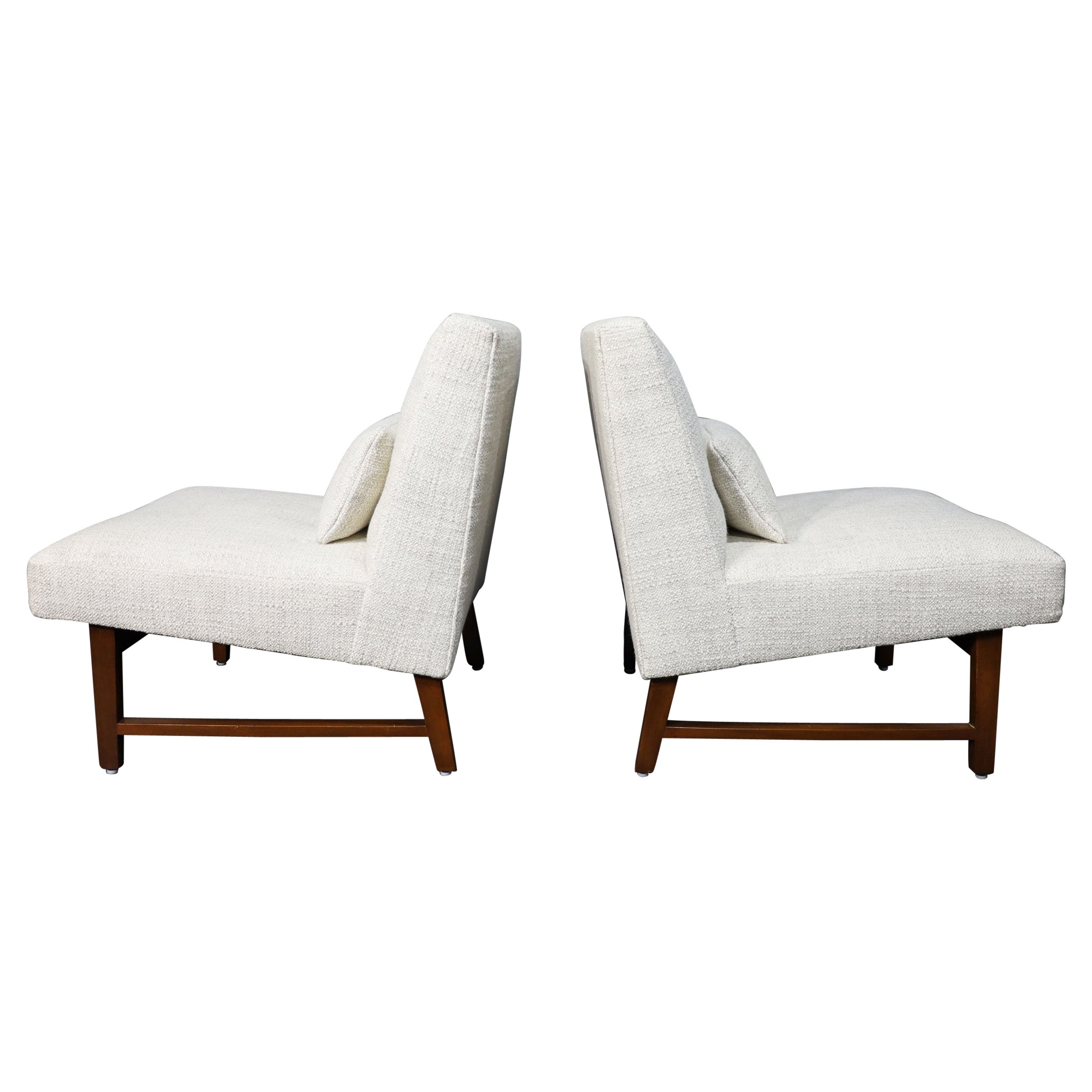 Edward Wormley for Dunbar Slipper Chairs in Holly Hunt Great Plains Weave For Sale