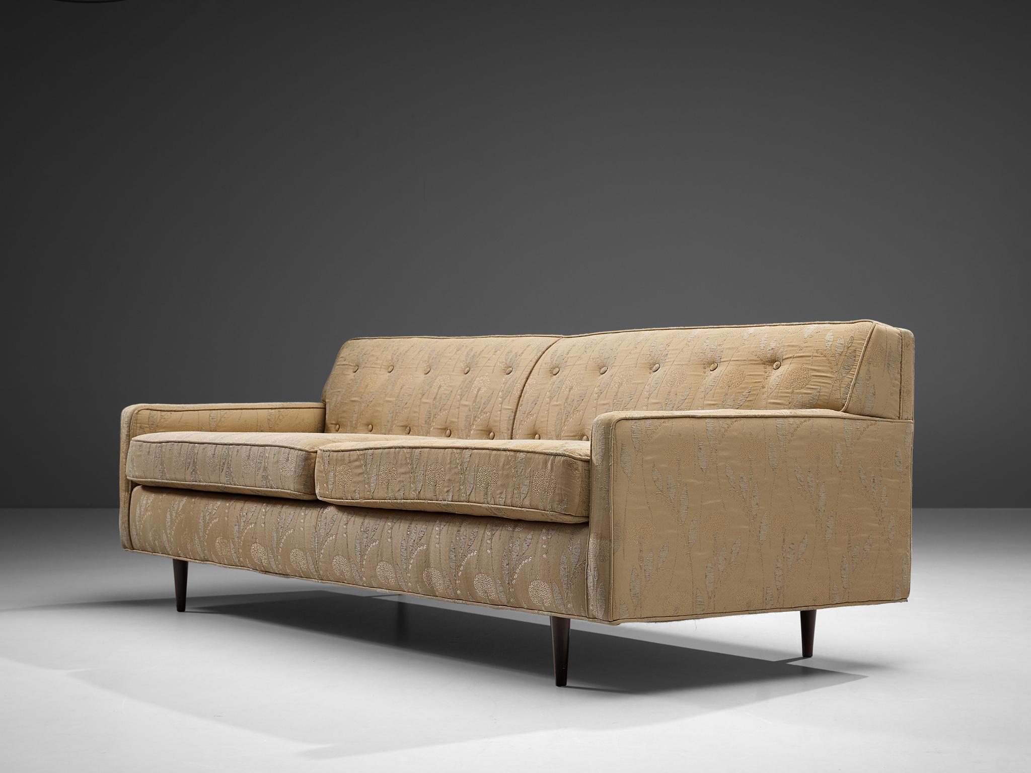 Mid-20th Century Edward Wormley for Dunbar Sofa in Beige Upholstery with Floral Motifs For Sale
