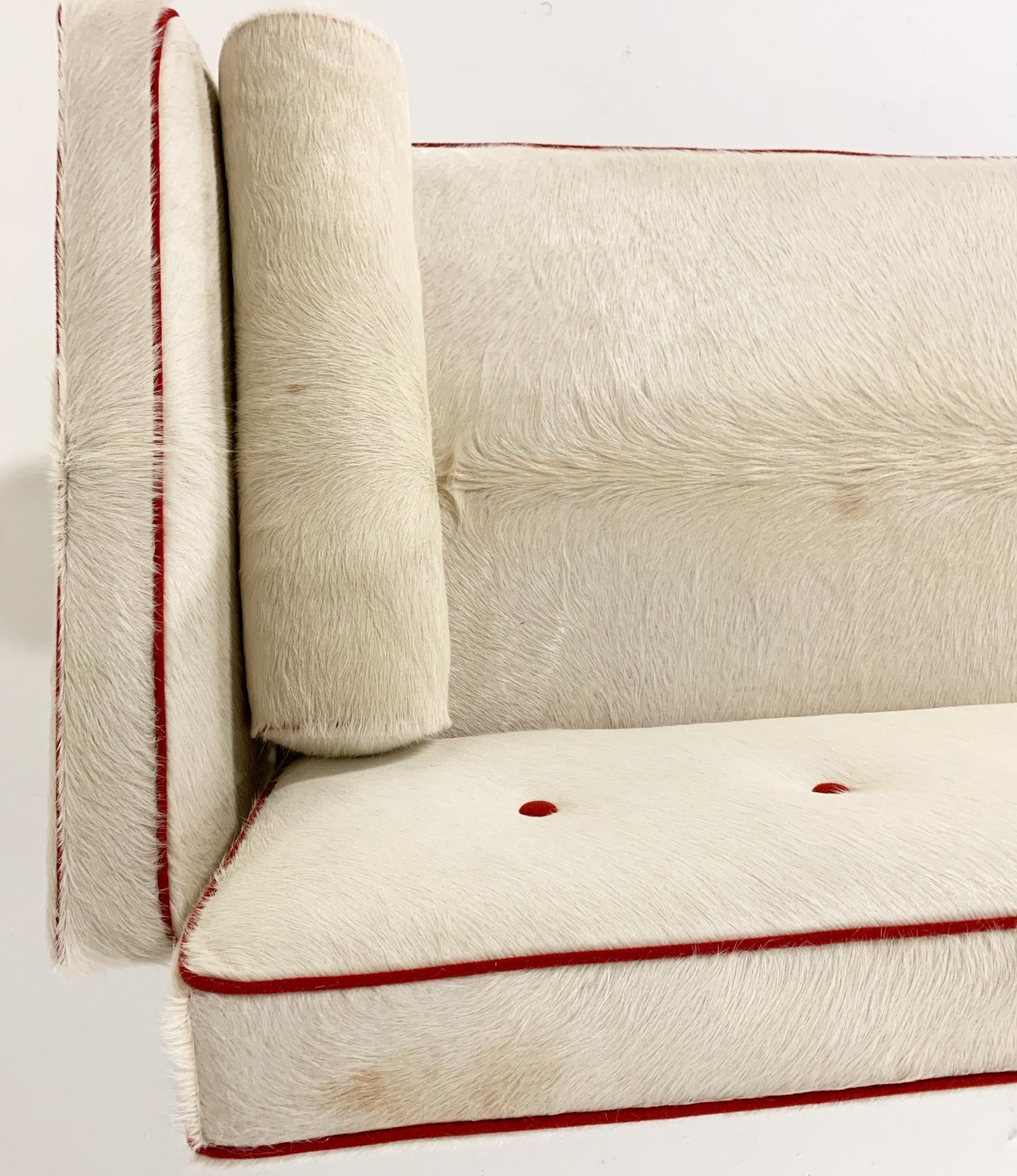 Edward Wormley for Dunbar Sofa in Brazilian Cowhide and Loro Piana Cashmere 2