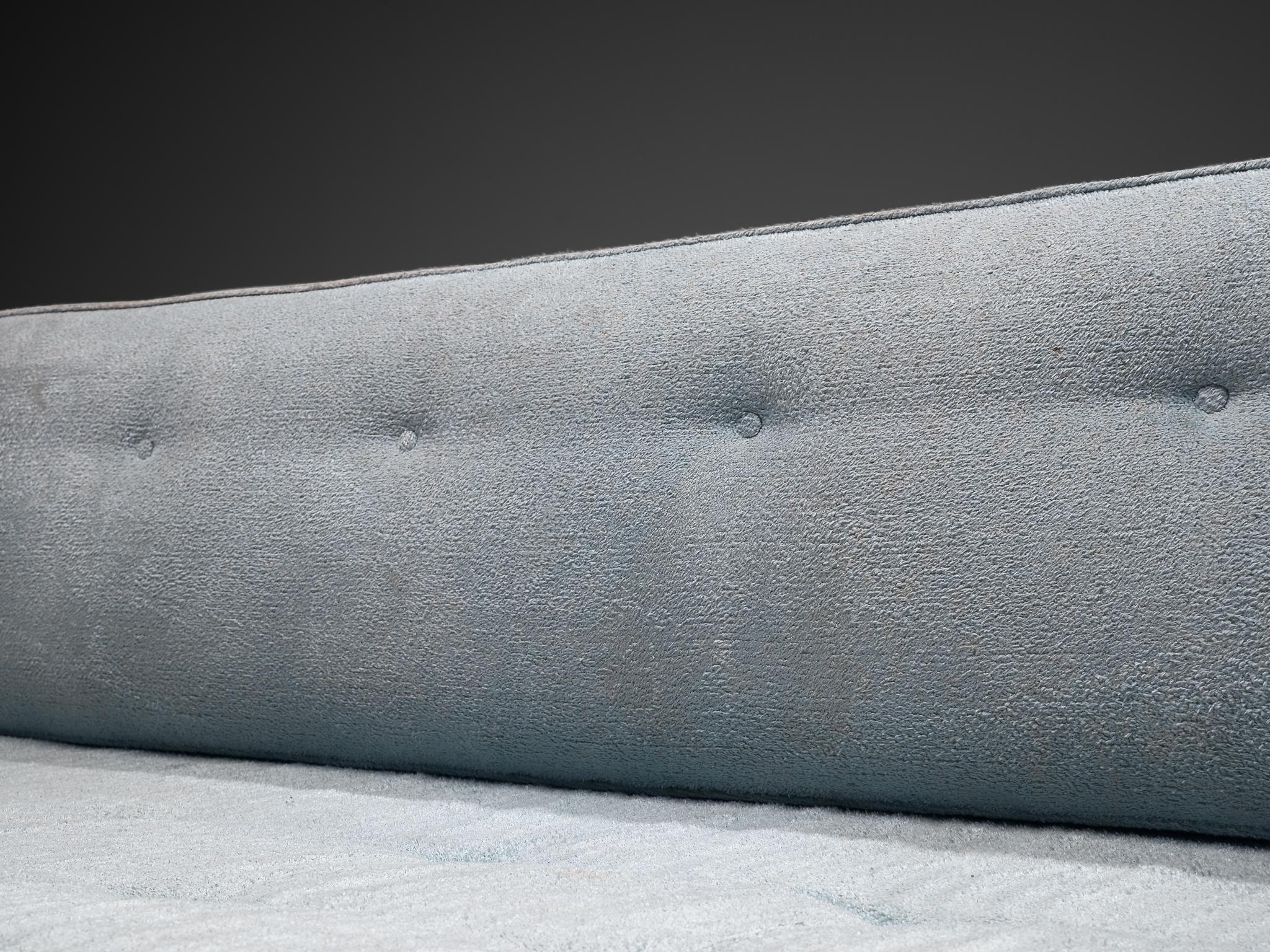 Metal Edward Wormley for Dunbar Sofa in Light Blue Upholstery  For Sale
