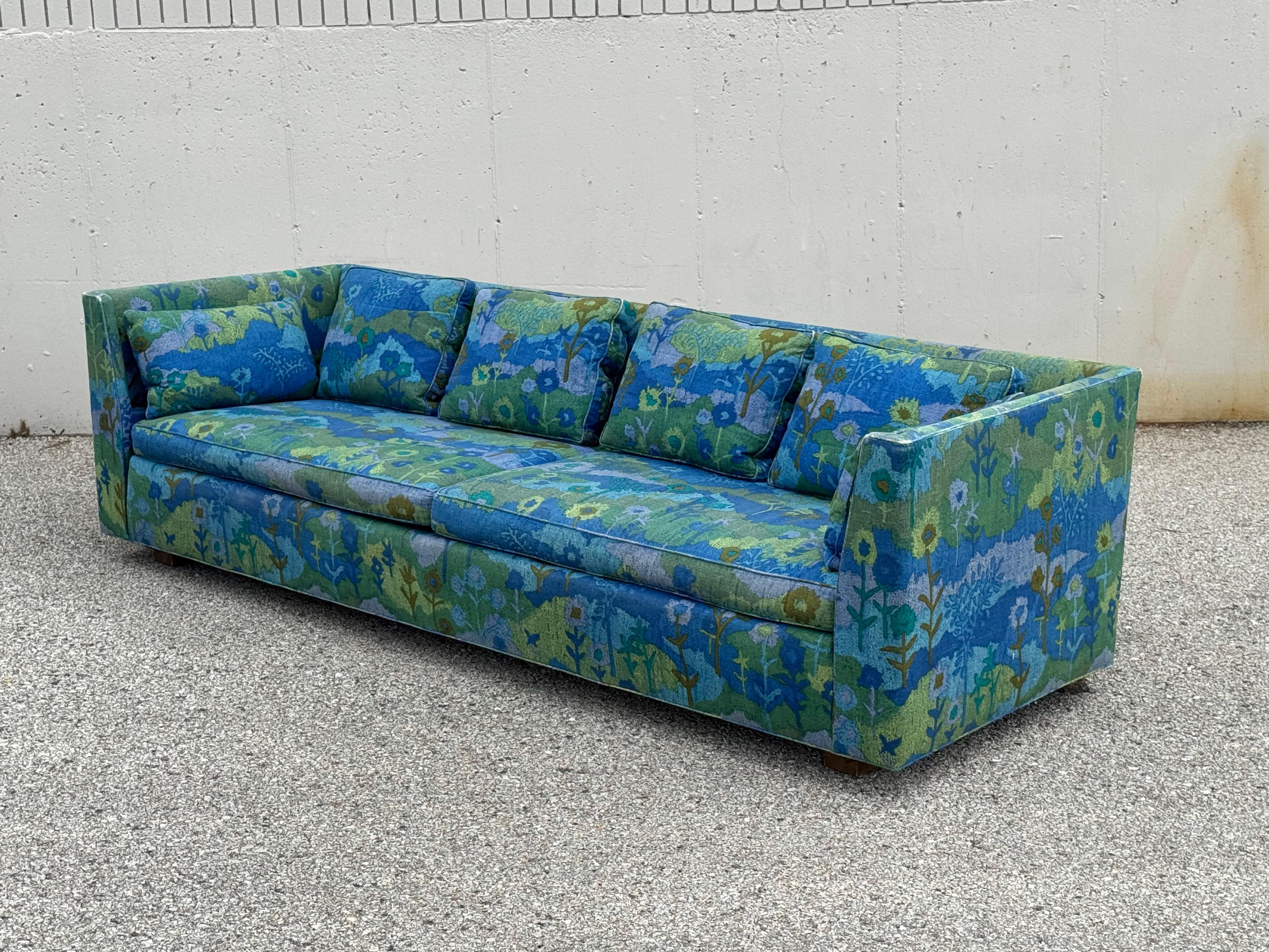 American Edward Wormley for Dunbar Sofa M#261 with Original Jack Lenor Larsen Upholstery For Sale
