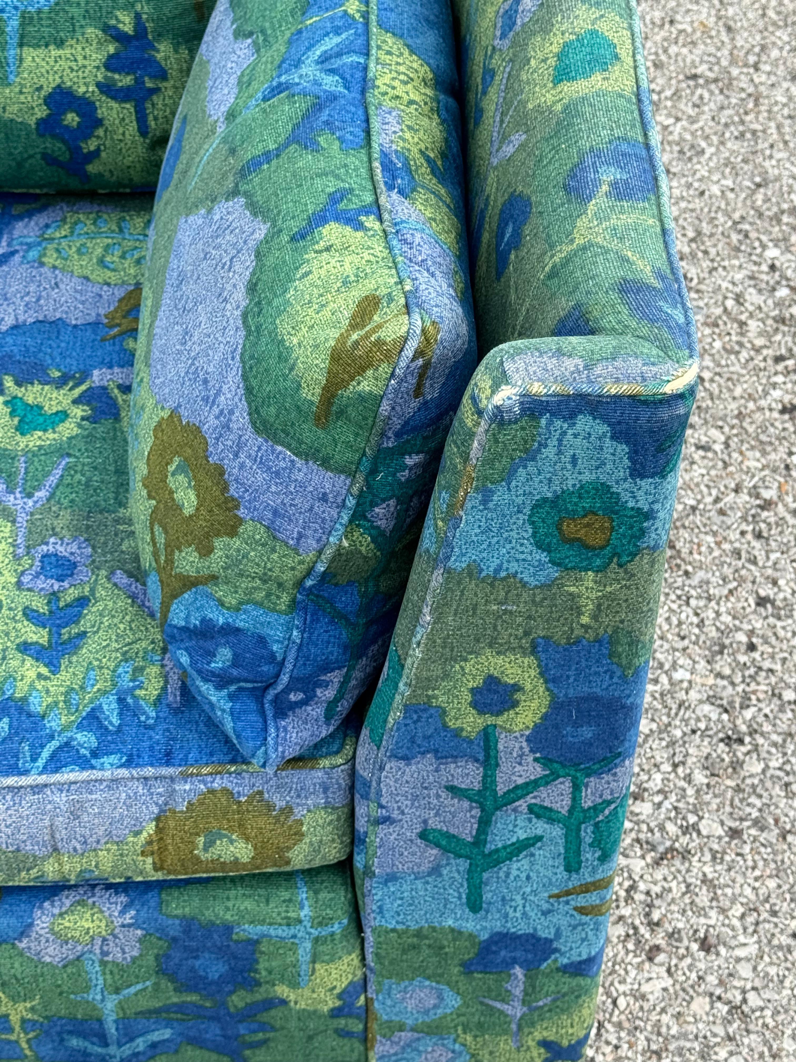 Edward Wormley for Dunbar Sofa M#261 with Original Jack Lenor Larsen Upholstery For Sale 1