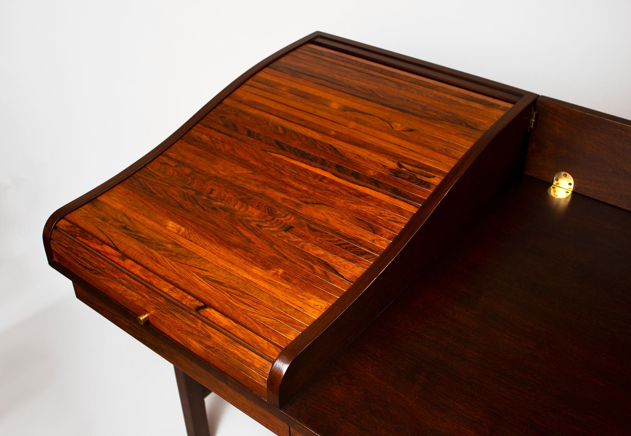 Edward Wormley for Dunbar Solid Brazilian Rosewood Tambour Desk Model 912C 1