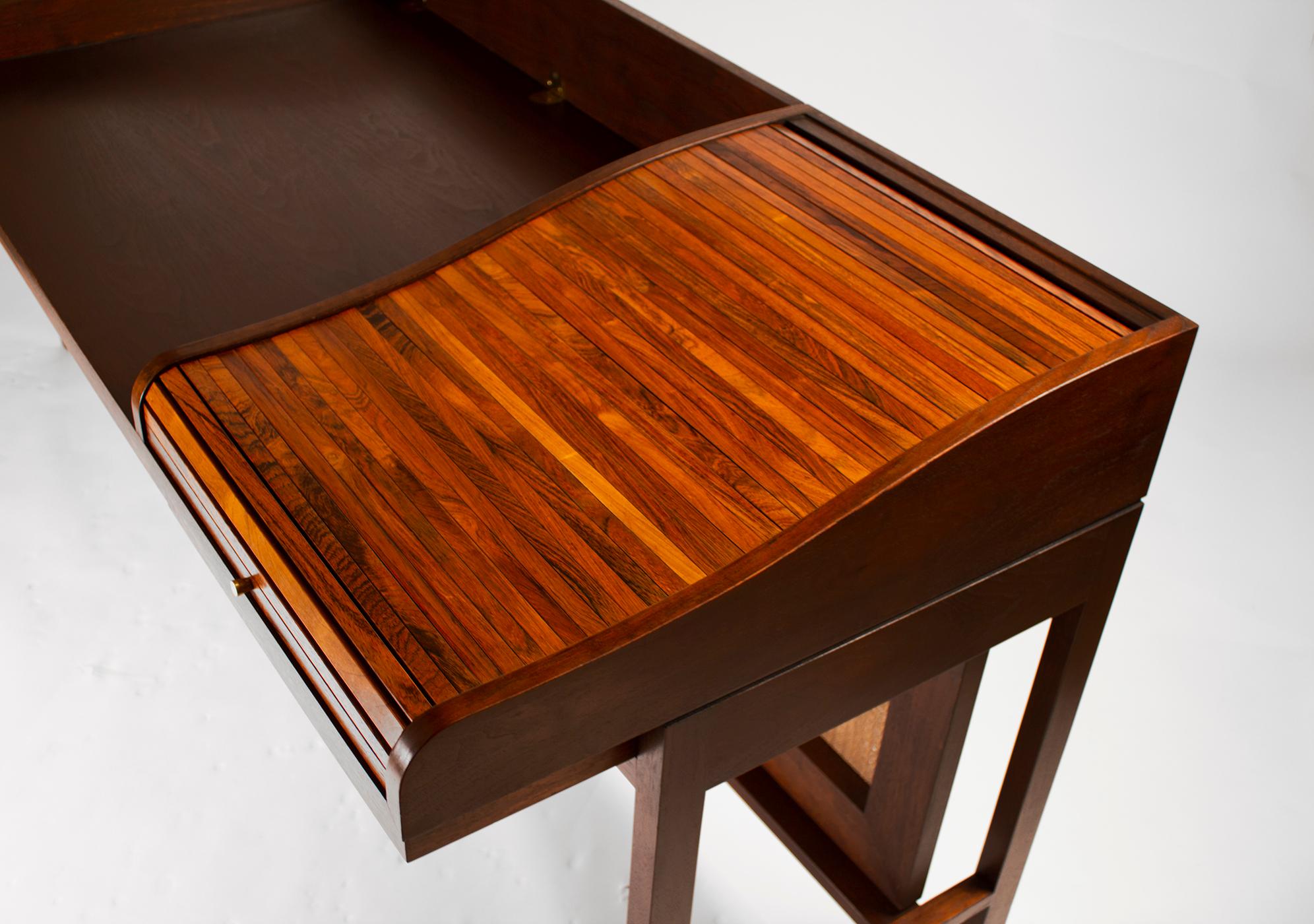 Edward Wormley for Dunbar Solid Brazilian Rosewood Tambour Desk Model 912C 2