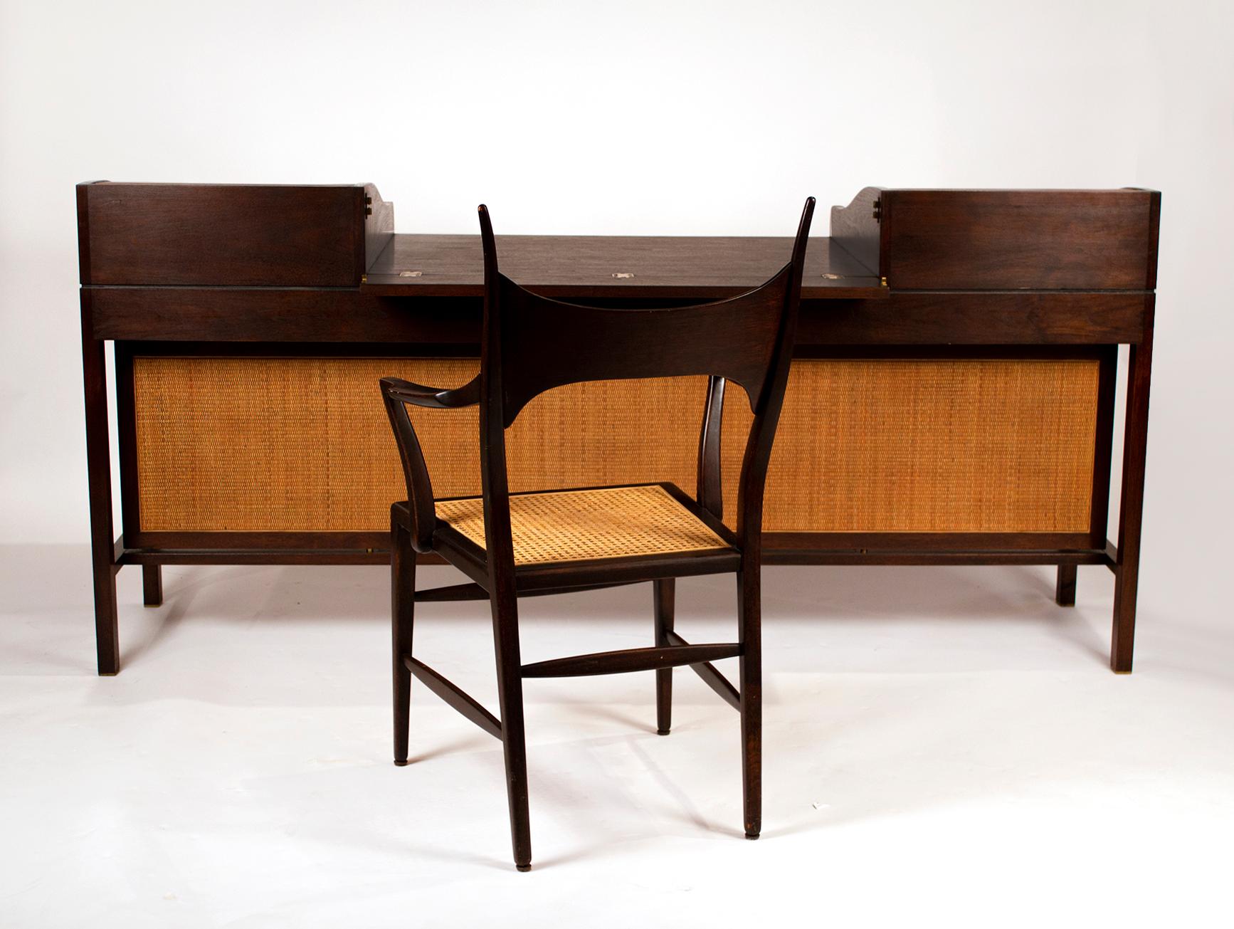Mid-Century Modern Edward Wormley for Dunbar Solid Brazilian Rosewood Tambour Desk Model 912C