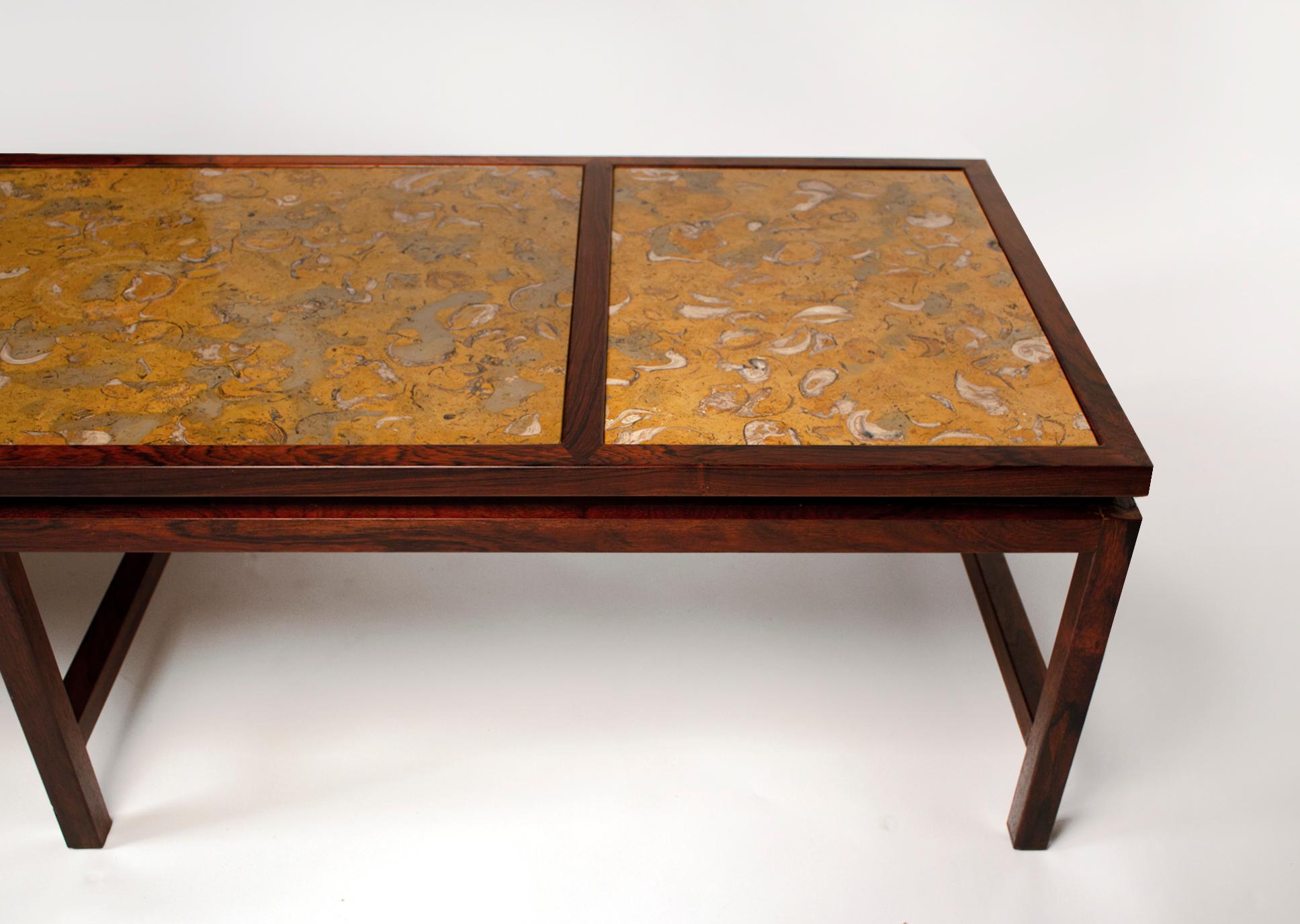 Edward Wormley for Dunbar Solid Rosewood and Fossilized Marble Cocktail Table 4