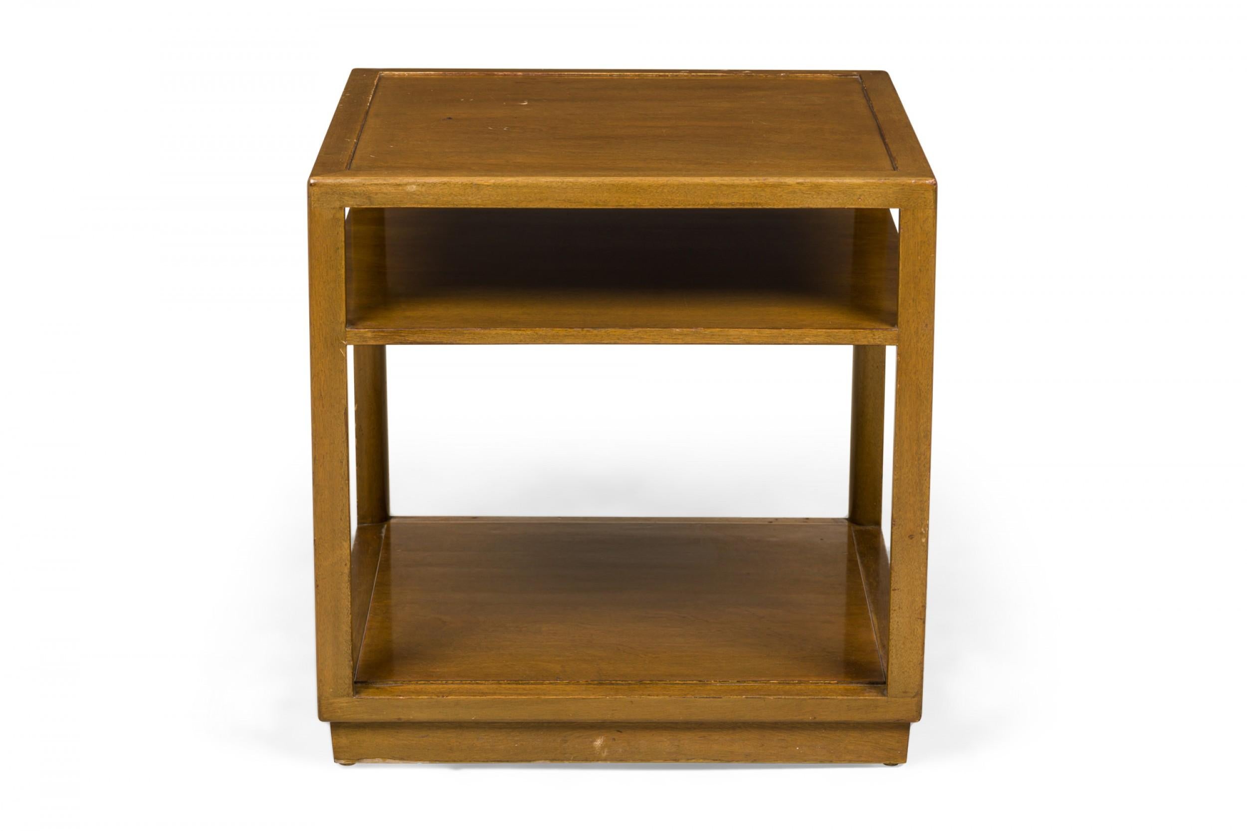 Edward Wormley for Dunbar  Square Lacquered Wooden Double Shelf End / Side Table In Good Condition For Sale In New York, NY