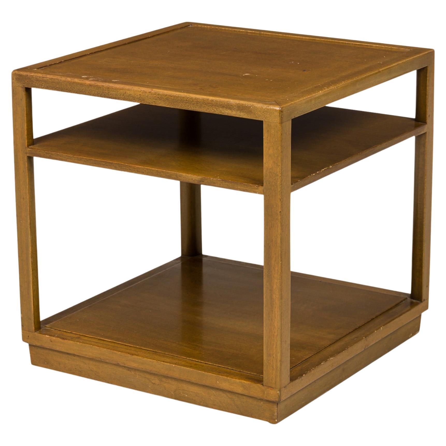 Edward Wormley for Dunbar  Square Lacquered Wooden Double Shelf End / Side Table For Sale