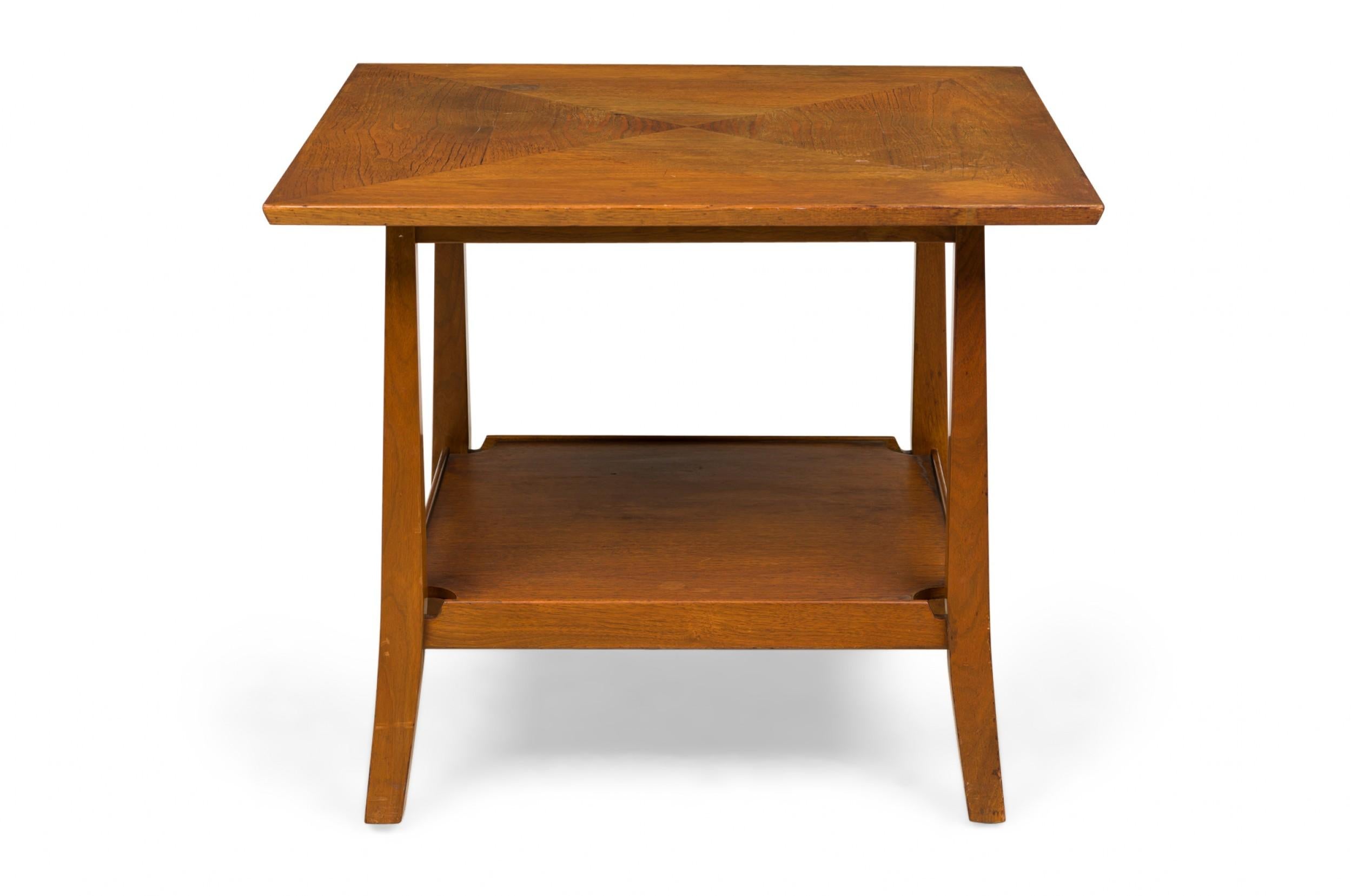 Mid-Century Modern Edward Wormley for Dunbar Square Top Triangle Grain Wooden End / Side Table For Sale