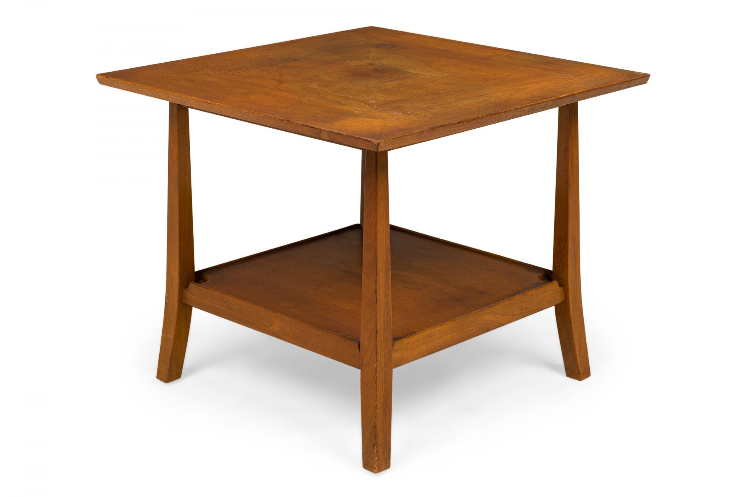 American Edward Wormley for Dunbar Square Top Triangle Grain Wooden End / Side Table For Sale