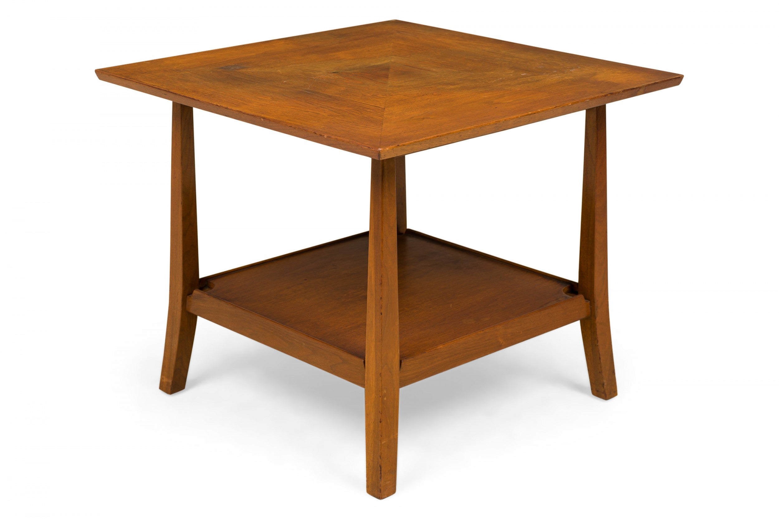 Edward Wormley pour Dunbar Table d'appoint carrée en bois de raisin à plateau triangulaire