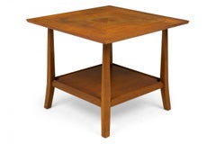 Vintage Edward Wormley for Dunbar Square Top Triangle Grain Wooden End / Side Table