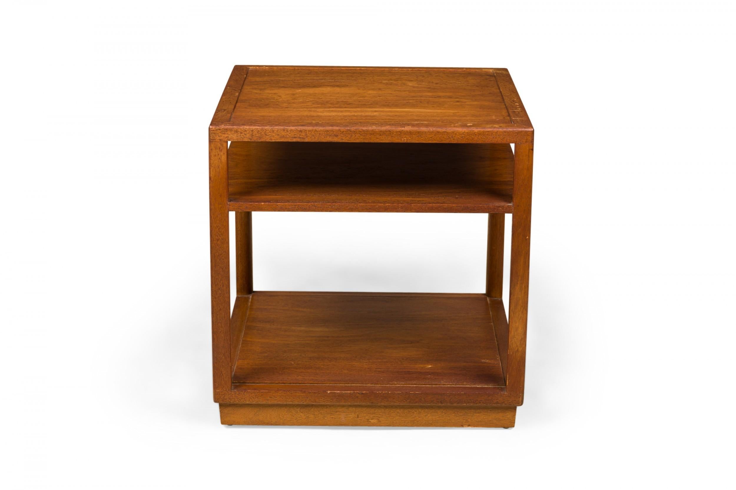 Mid-Century Modern Edward Wormley for Dunbar Square Wooden Double Shelf End / Side Table For Sale