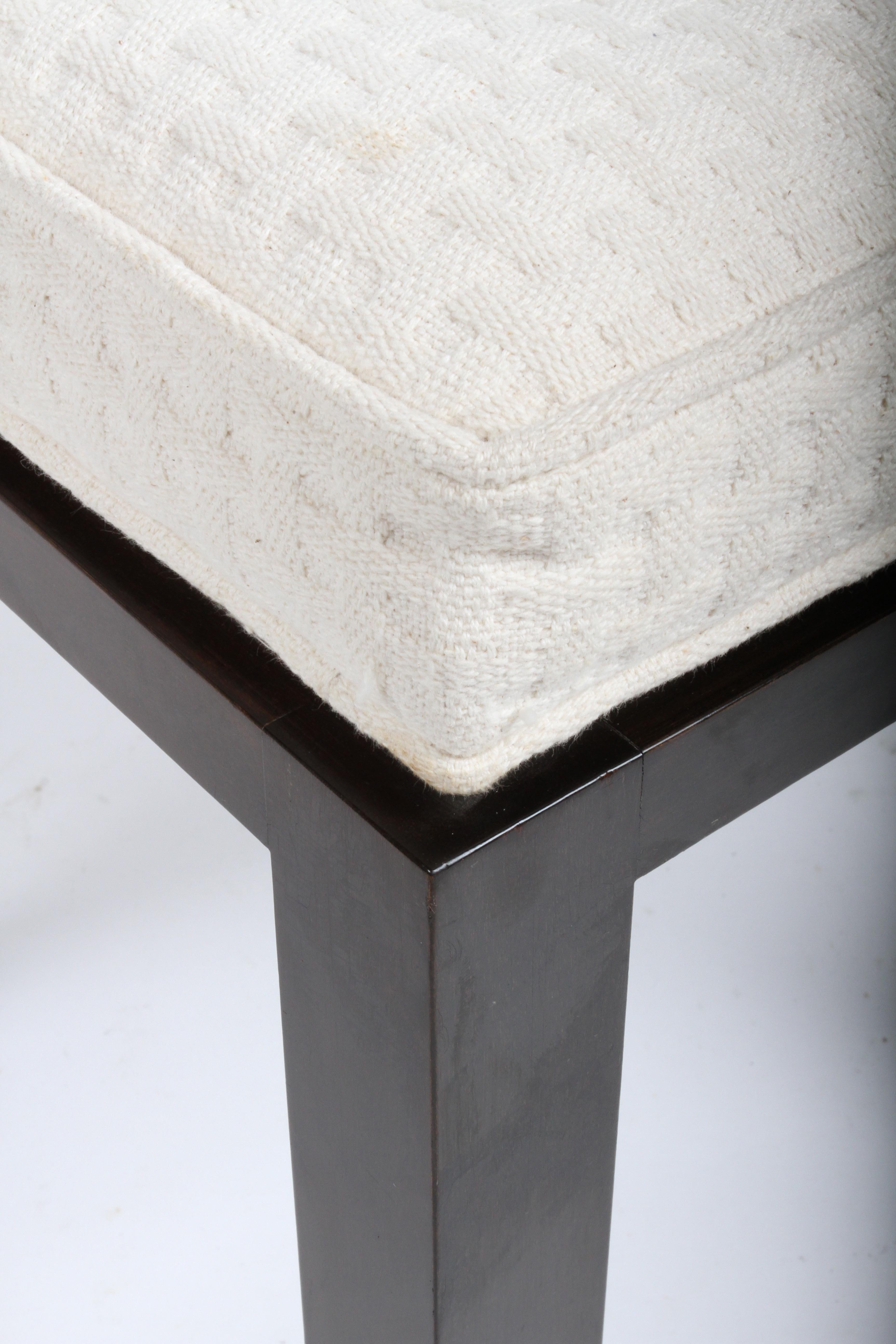 Upholstery Edward Wormley for Dunbar Stool or Ottoman with Parson Legs & Tufted Seat For Sale
