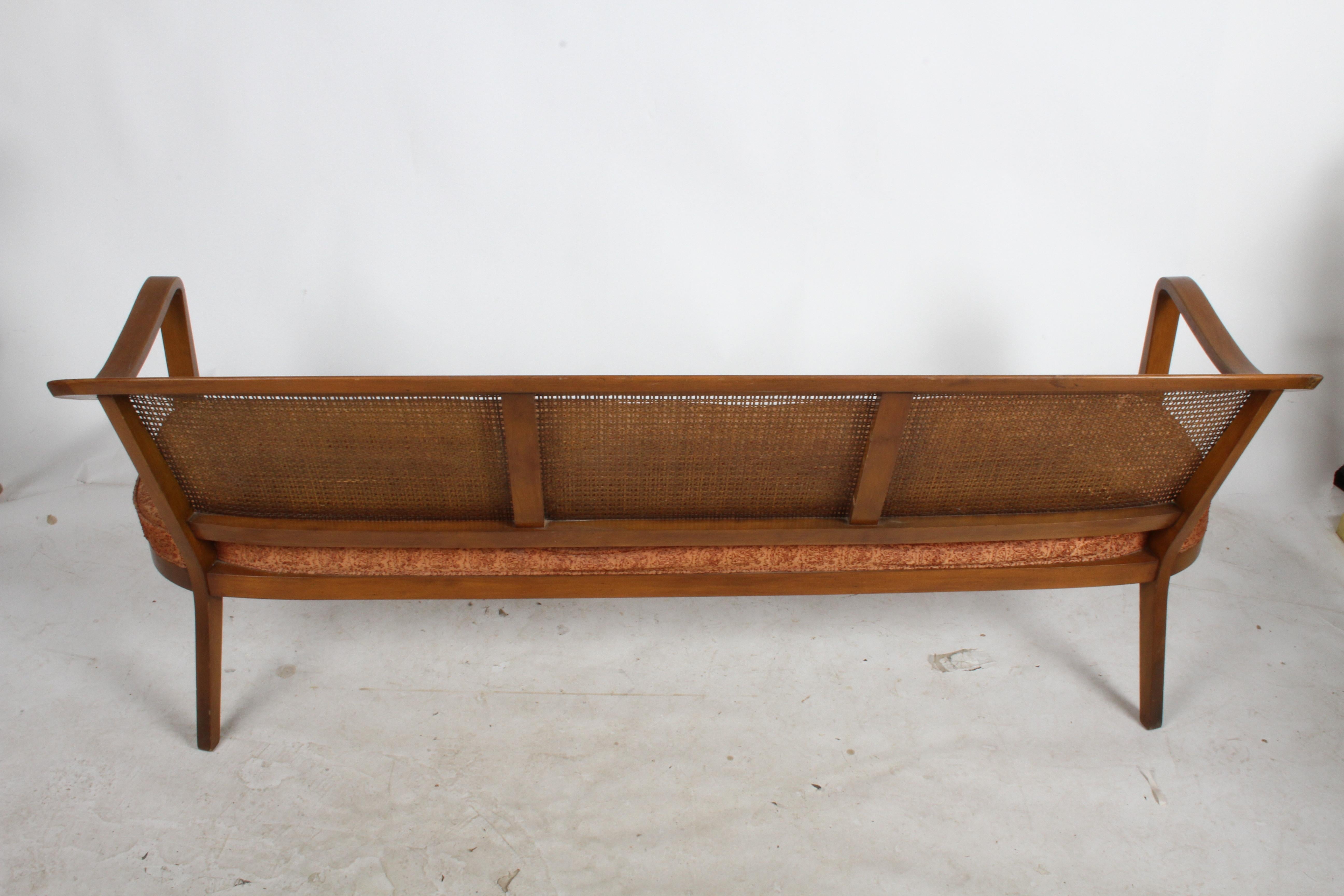 Edward Wormley for Dunbar Style Cane Bentwood Bench or Sofa 3