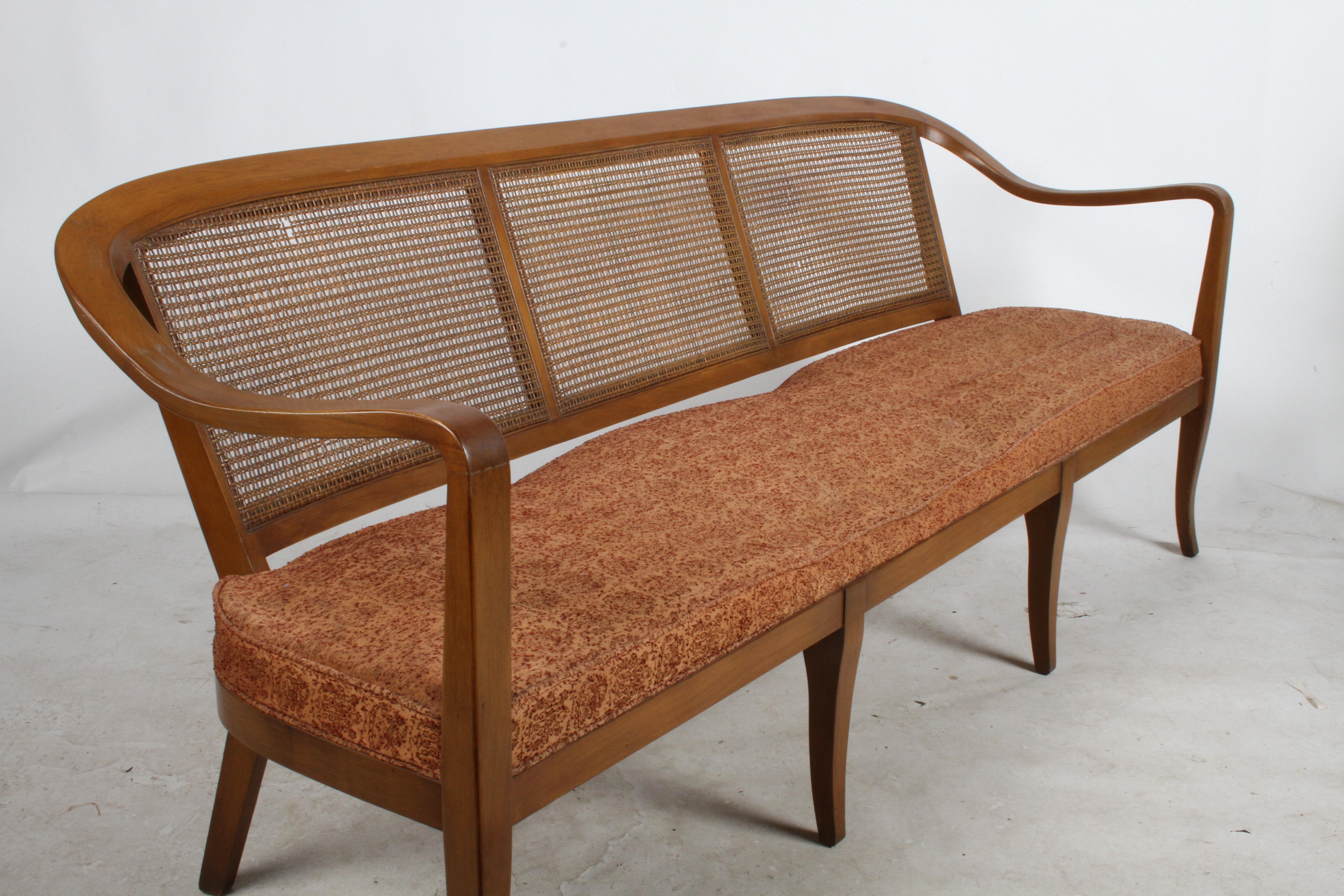 Mid-Century Modern Edward Wormley for Dunbar Style Cane Bentwood Bench or Sofa