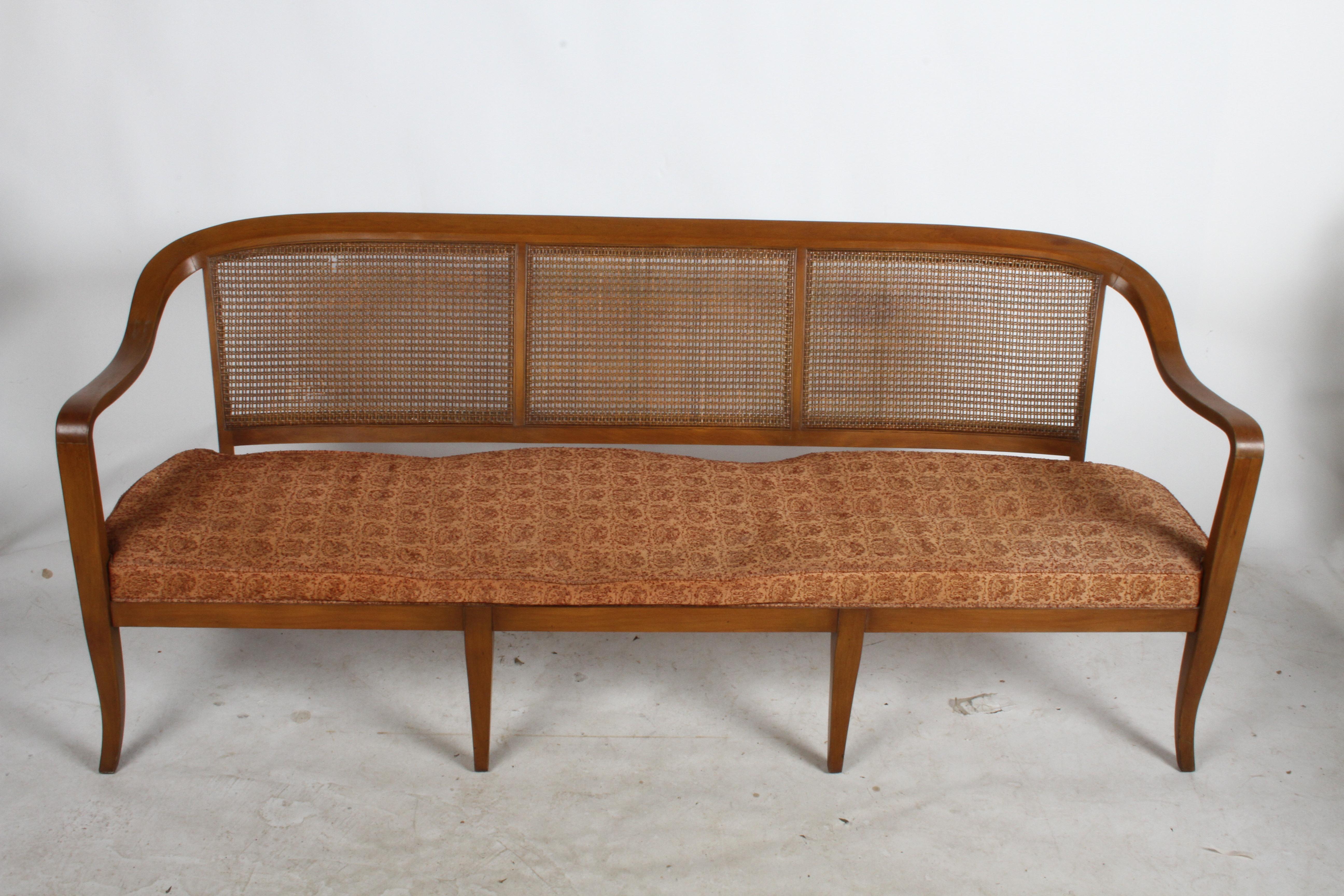 American Edward Wormley for Dunbar Style Cane Bentwood Bench or Sofa