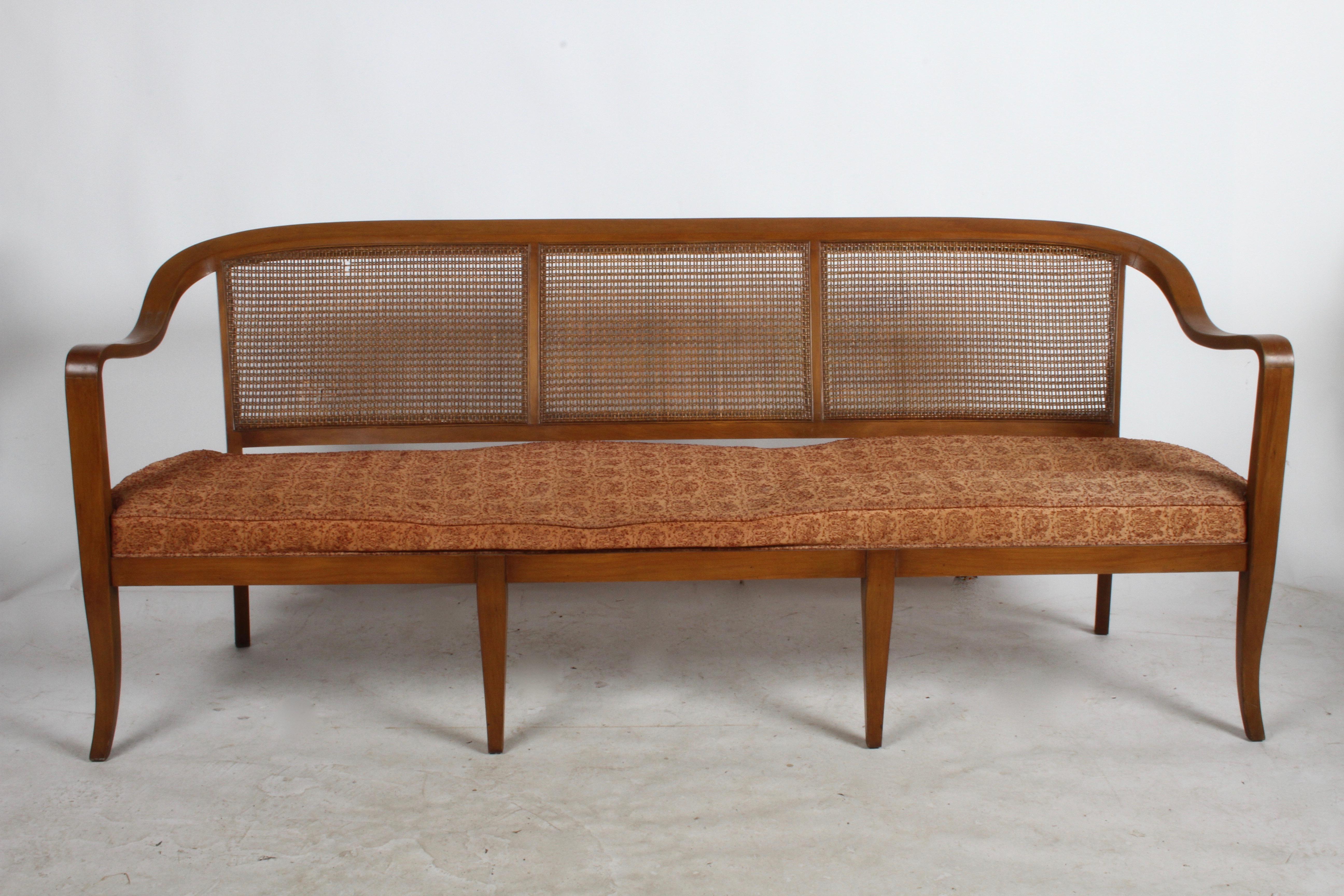 Stained Edward Wormley for Dunbar Style Cane Bentwood Bench or Sofa