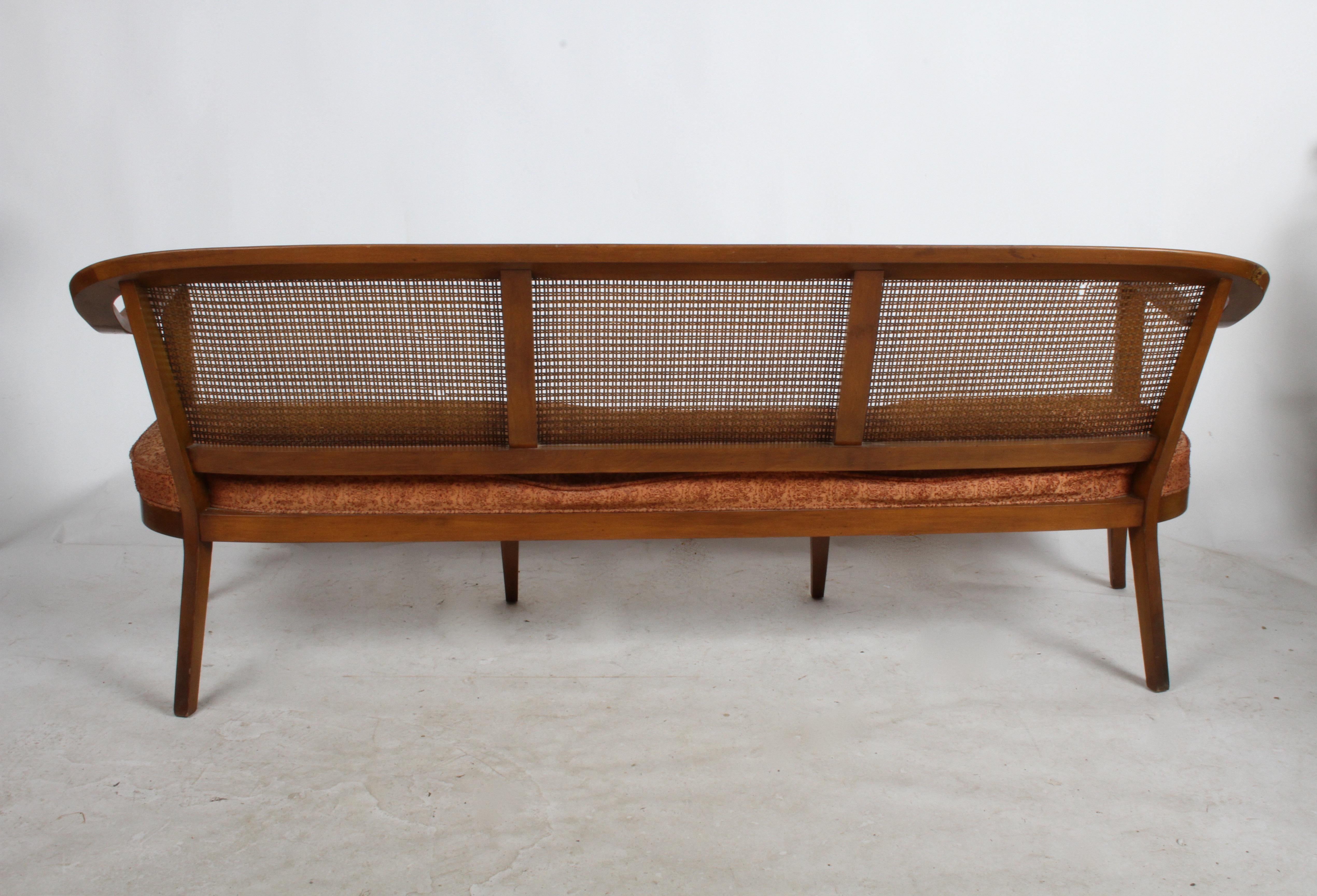 Upholstery Edward Wormley for Dunbar Style Cane Bentwood Bench or Sofa