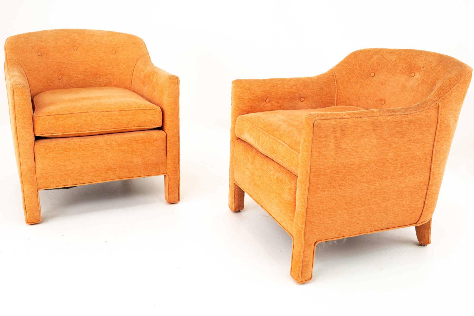 Mid-Century Modern Edward Wormley for Dunbar Style Mid Century Barrel Chairs, Pair