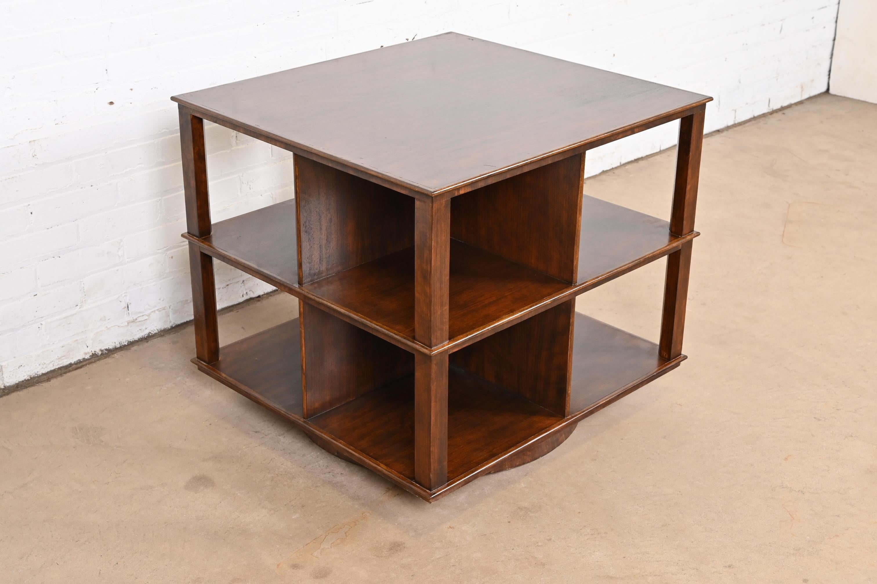 American Edward Wormley for Dunbar Style Mid-Century Modern Mahogany Revolving Bookcase