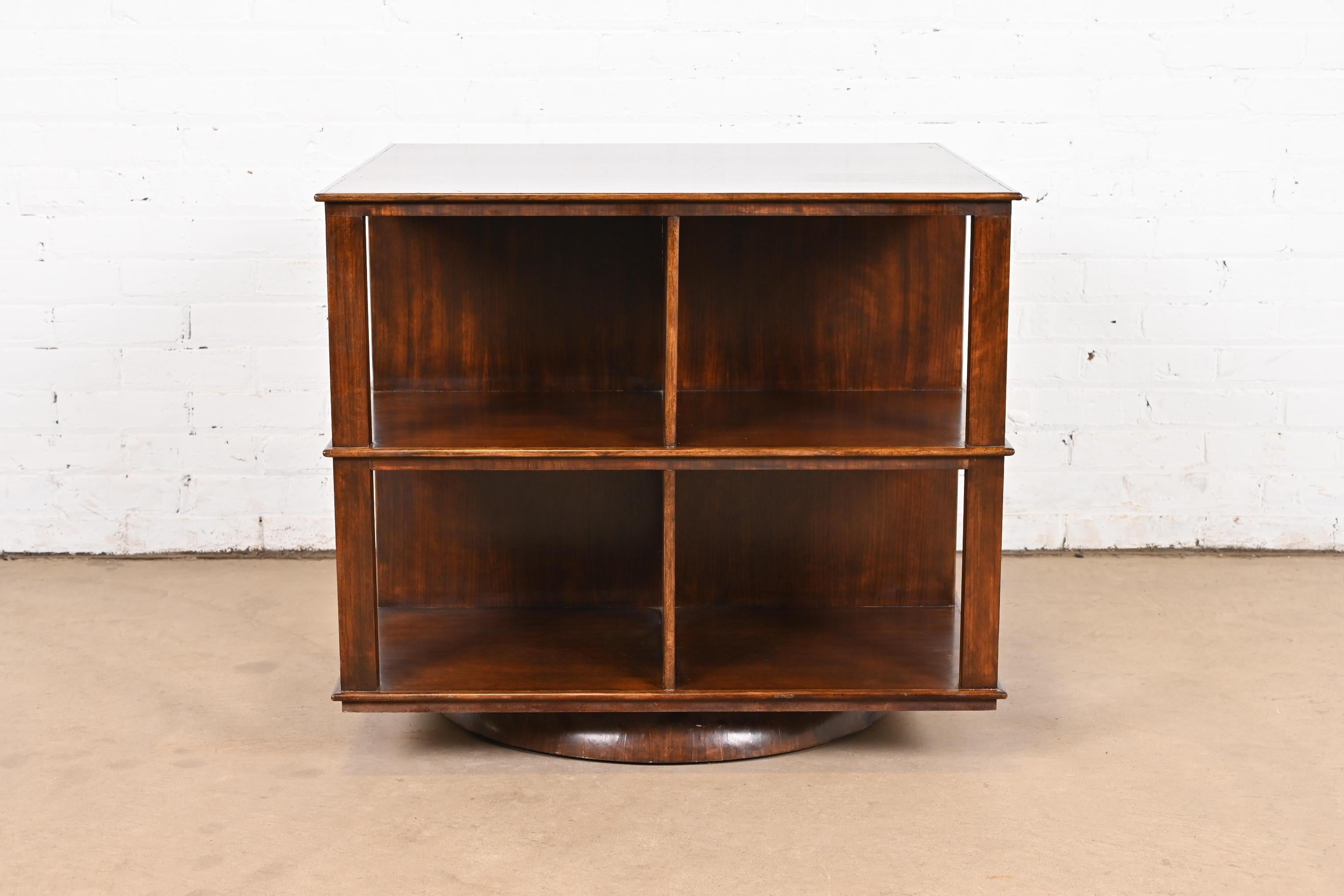 Edward Wormley for Dunbar Style Mid-Century Modern Mahogany Revolving Bookcase In Good Condition In South Bend, IN