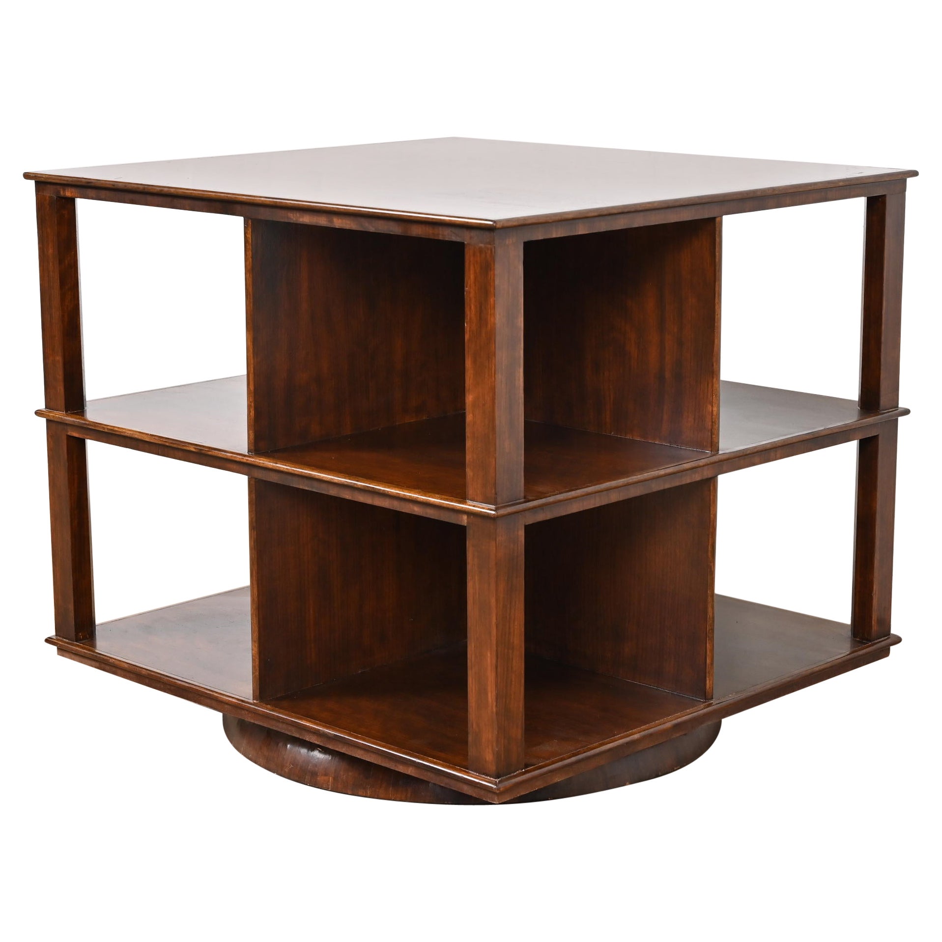 Edward Wormley for Dunbar Style Mid-Century Modern Mahogany Revolving Bookcase